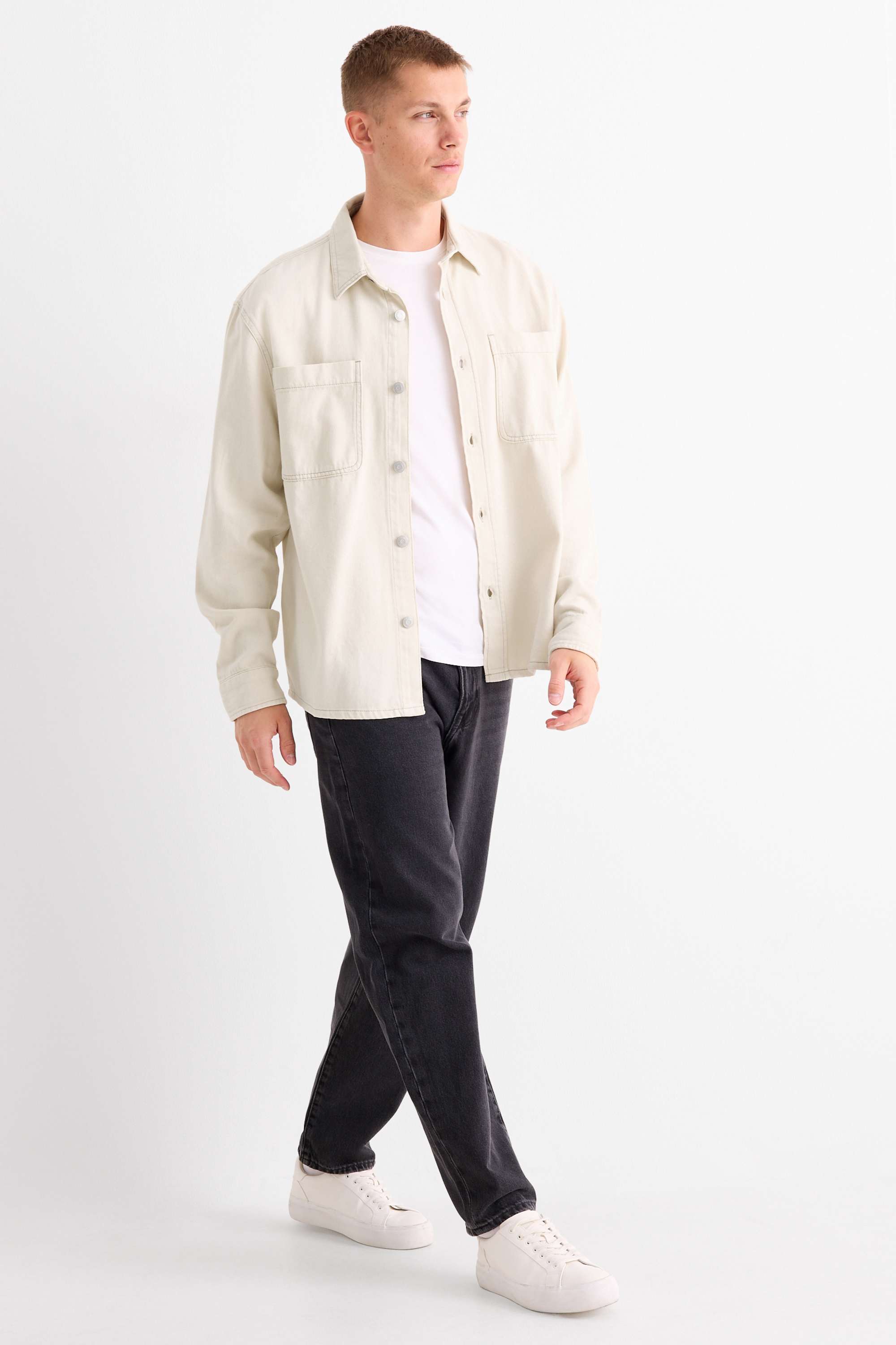 Denim shirt - regular fit - kent collar cremewhite