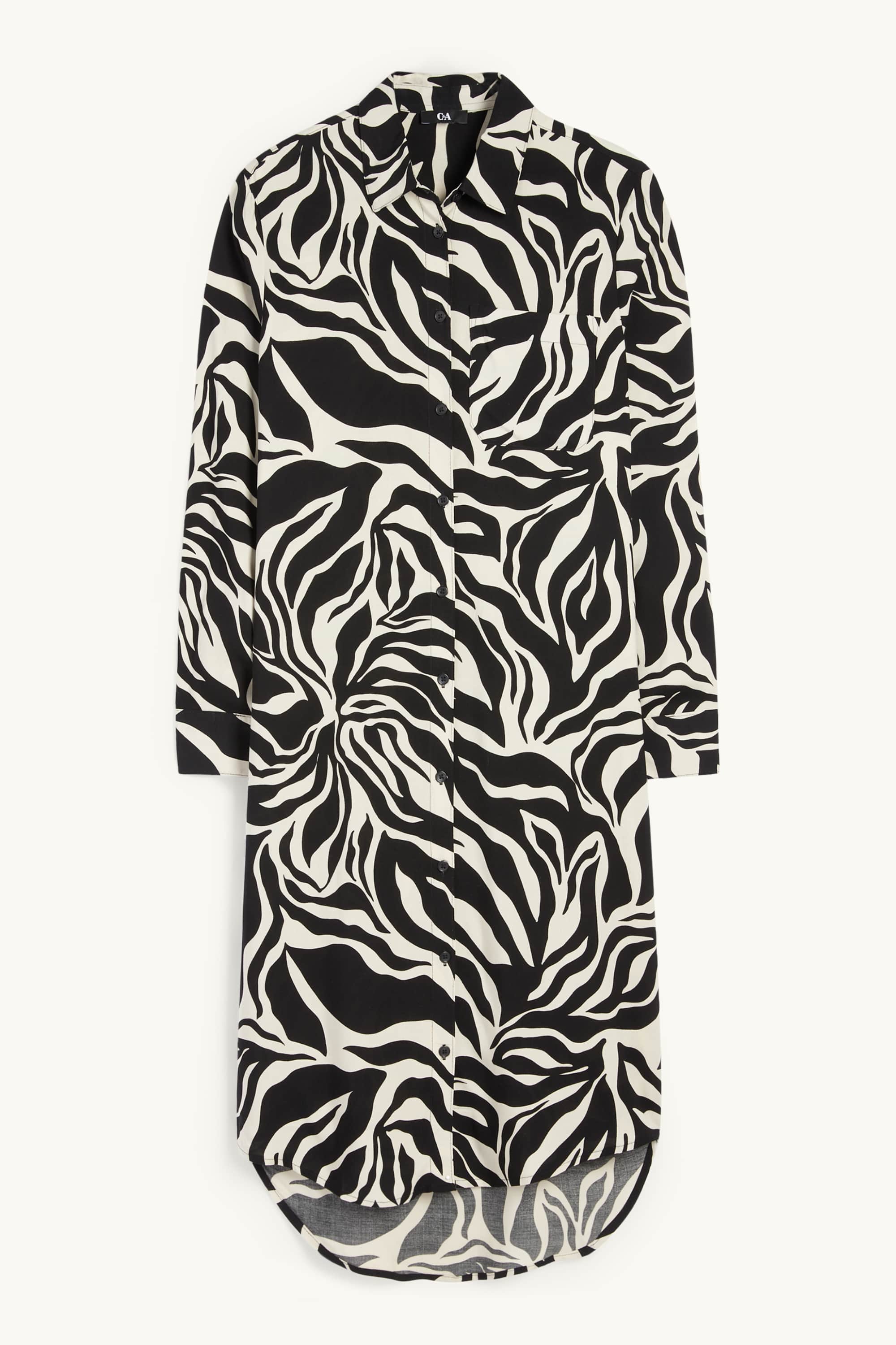 Shirt dress - patterned black / beige