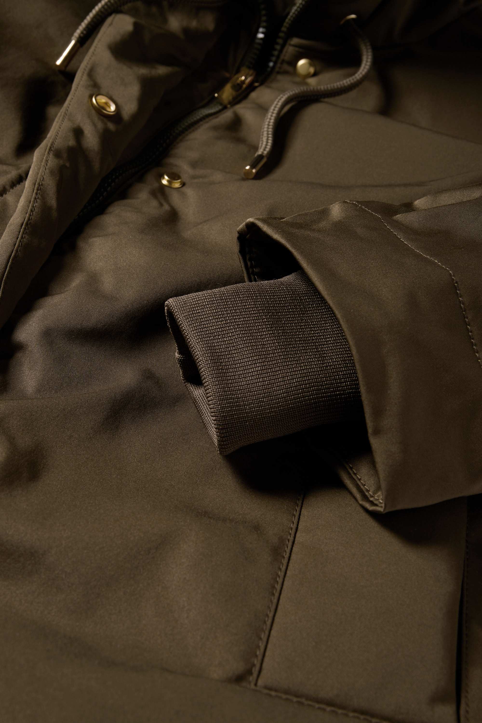 Jacket with hood - lined - water-repellent khaki