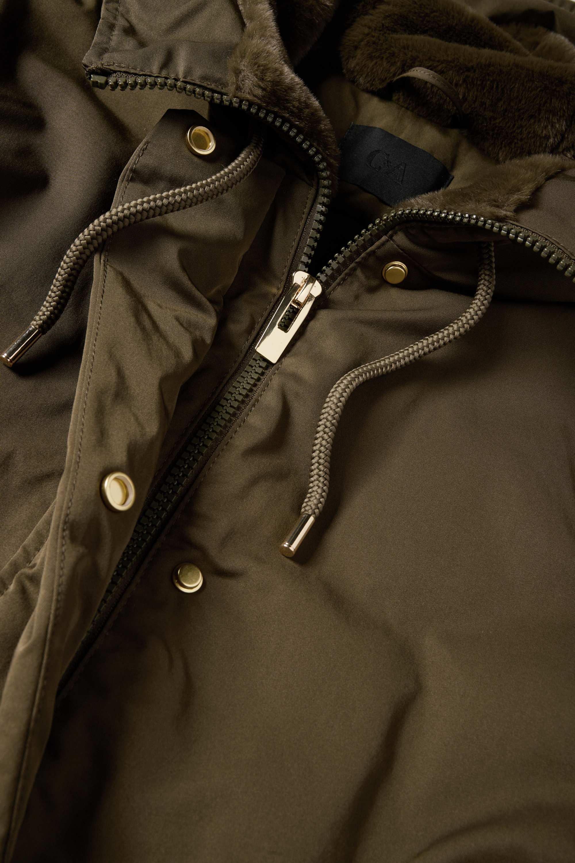 Jacket with hood - lined - water-repellent khaki