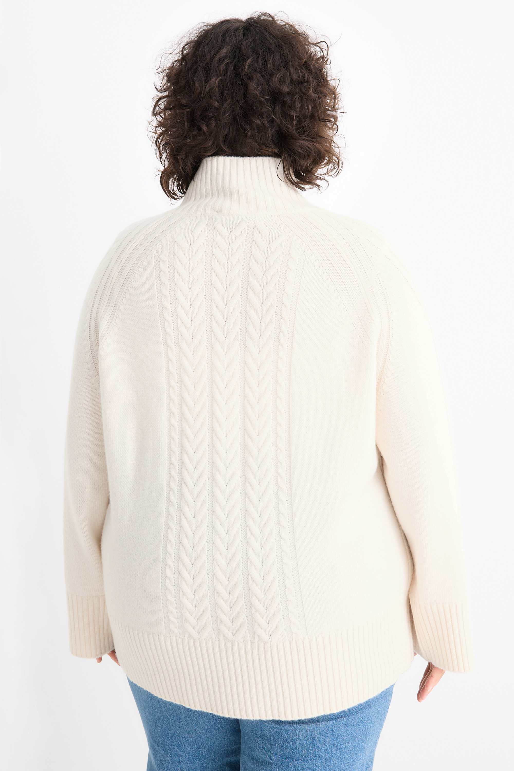 Polo neck jumper with cashmere - wool blend white