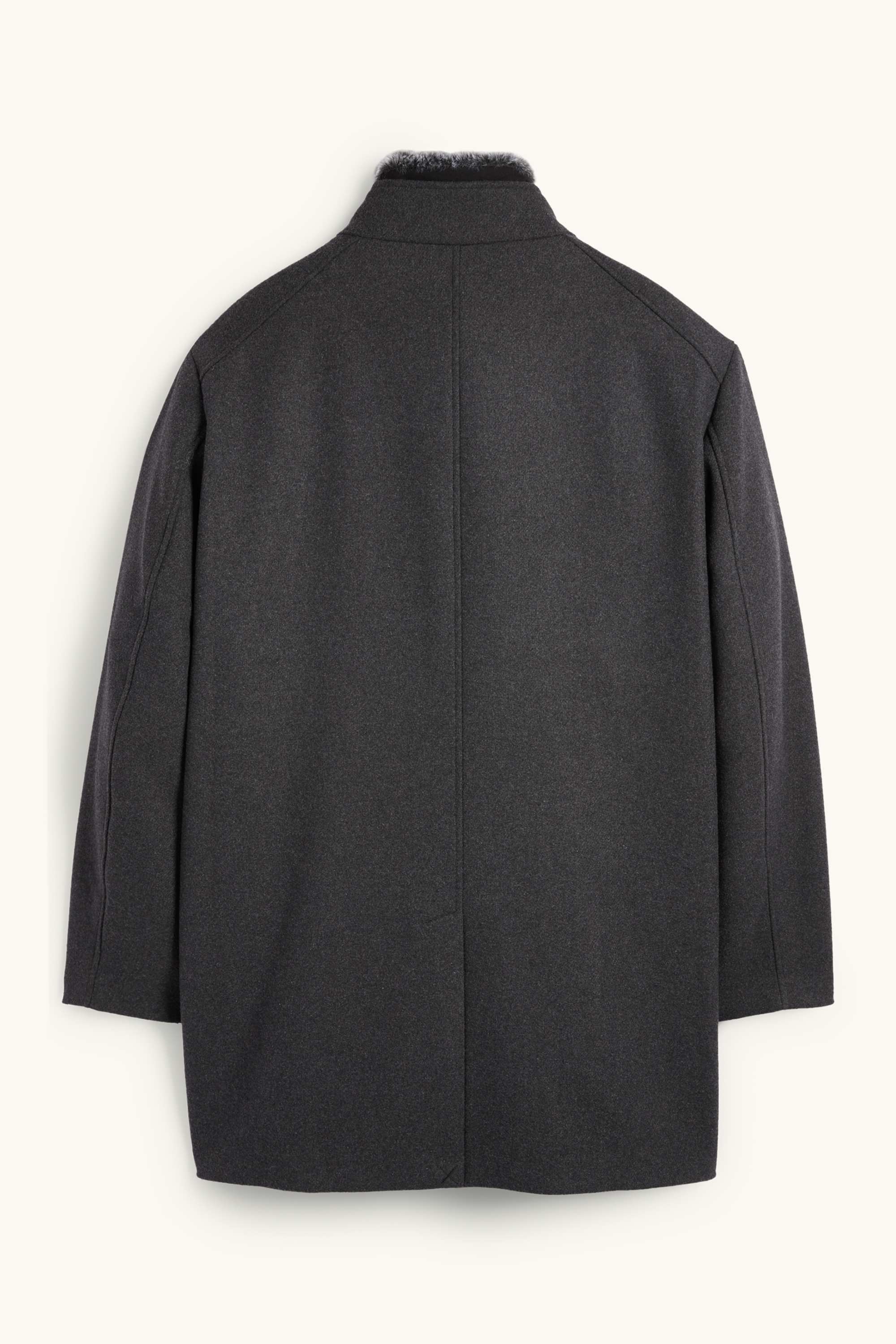 Coat with faux fur trim dark gray