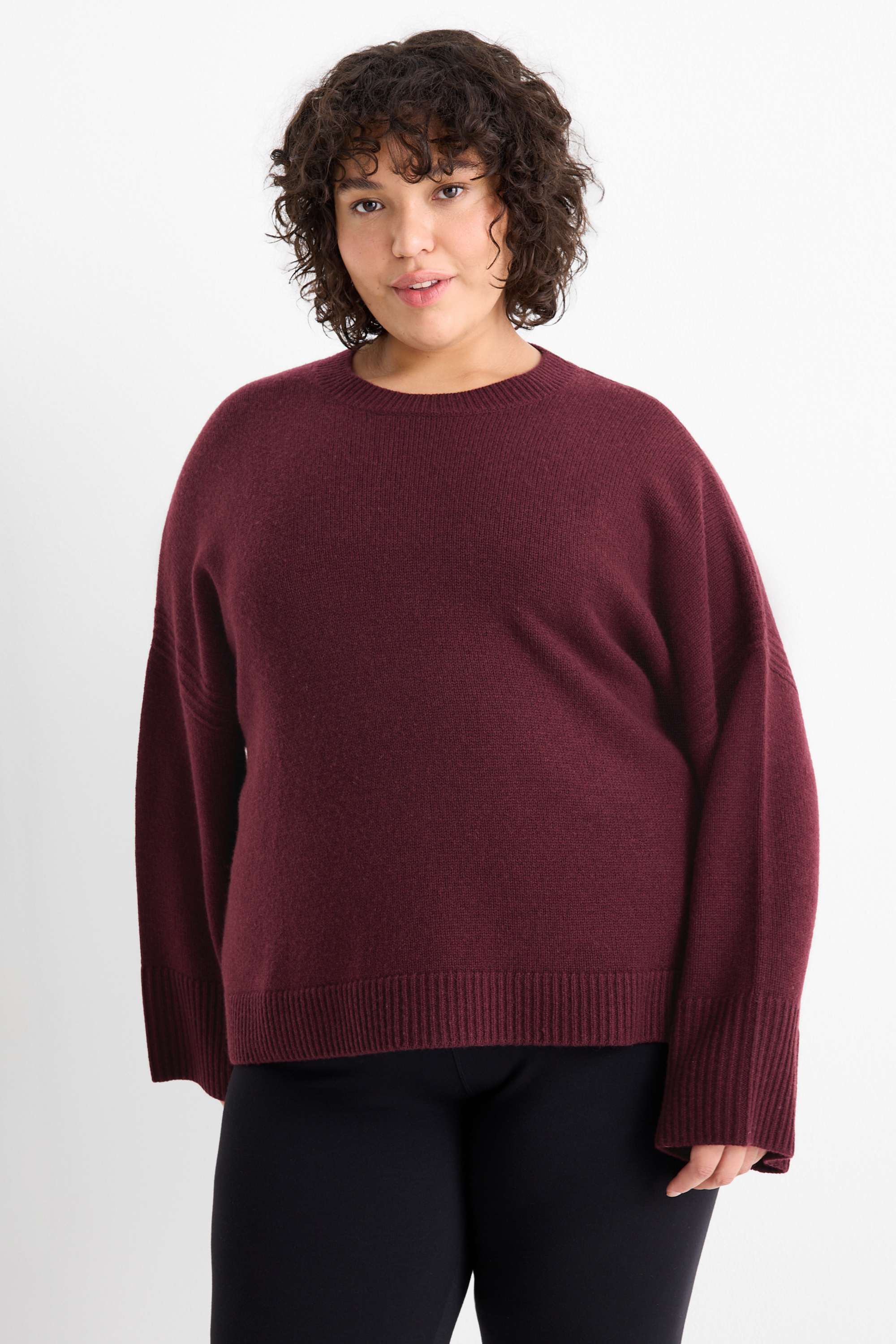Jumper with cashmere - wool blend dark red