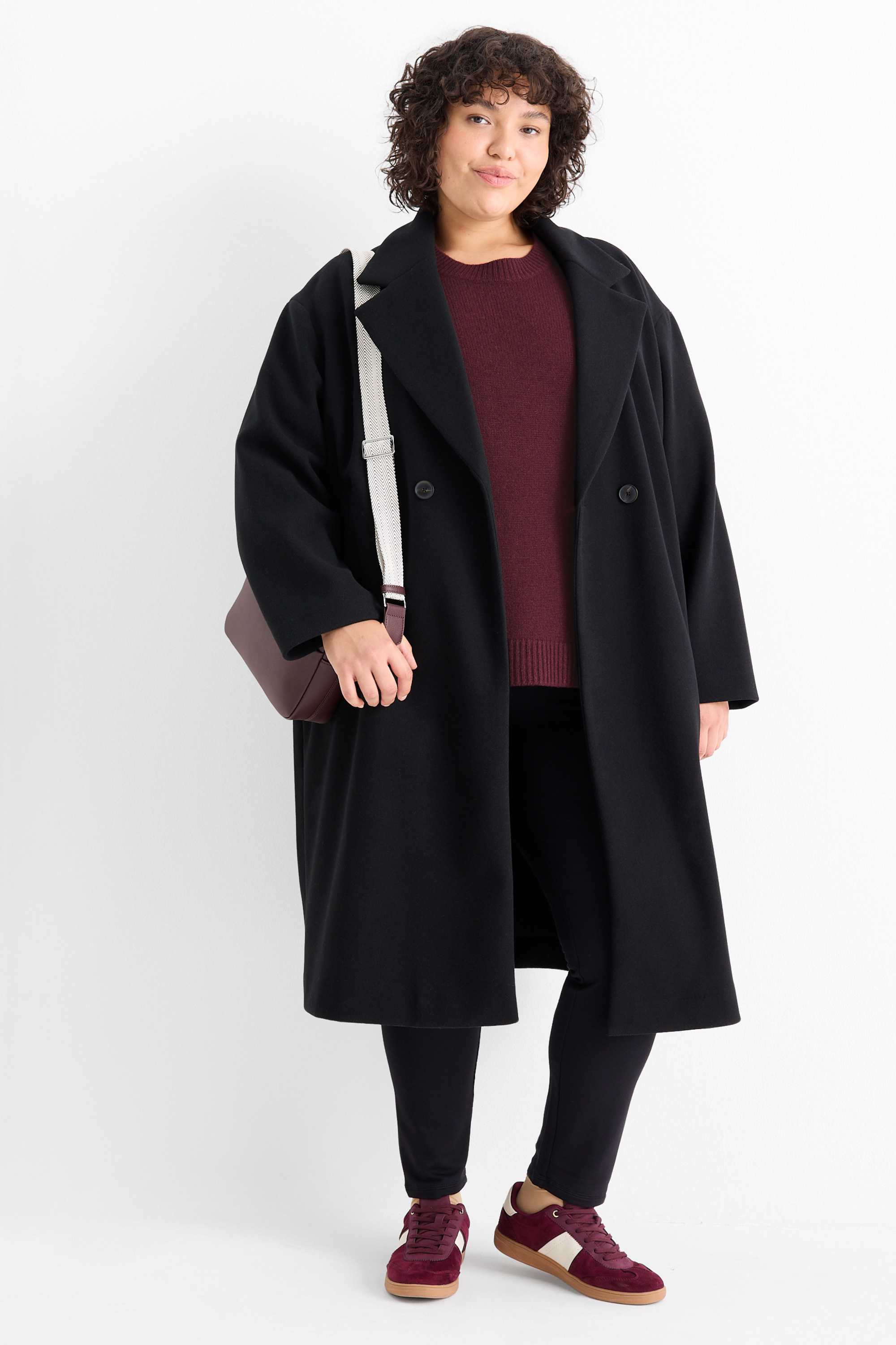 Jumper with cashmere - wool blend dark red