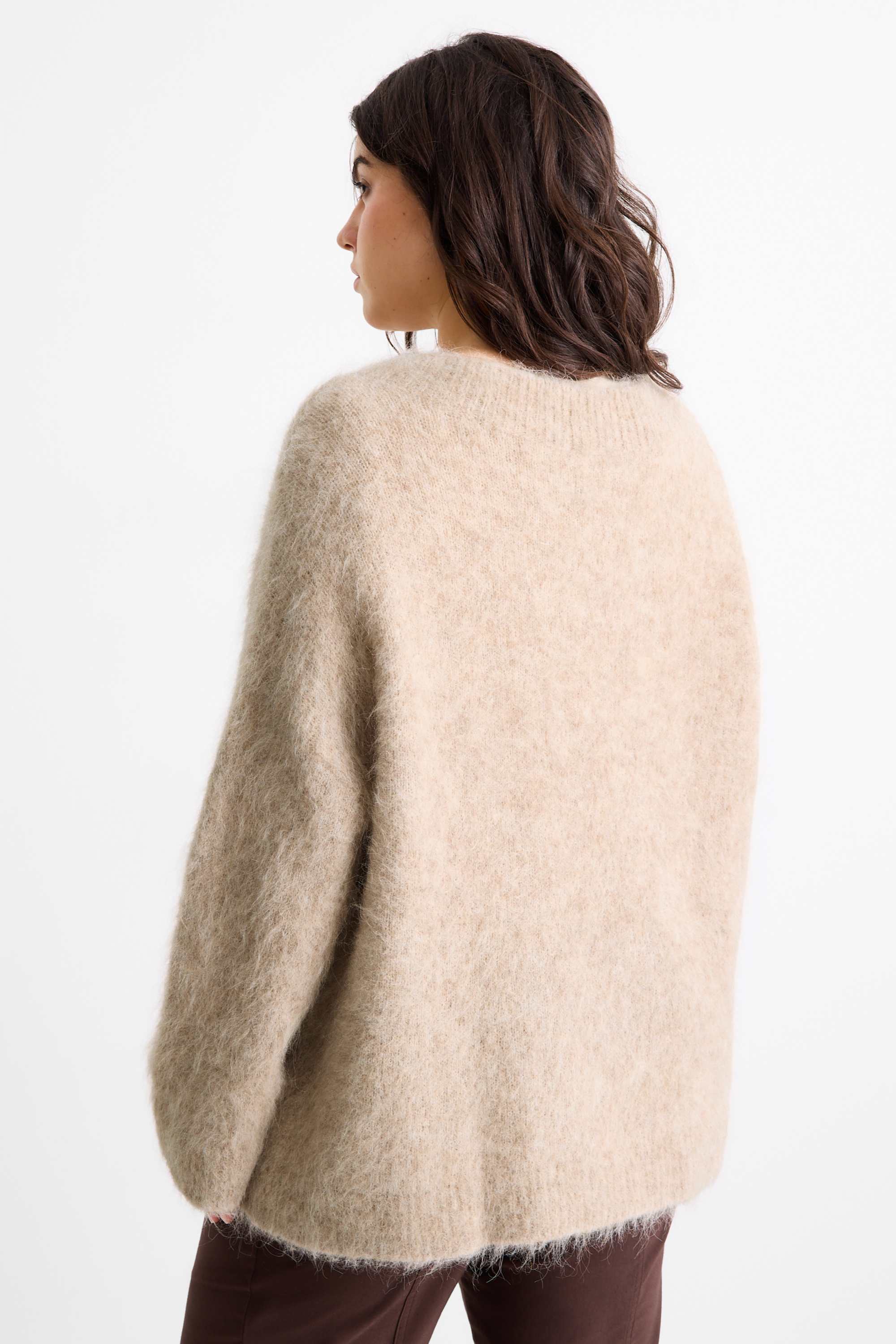V-neck jumper - alpaca blend beige