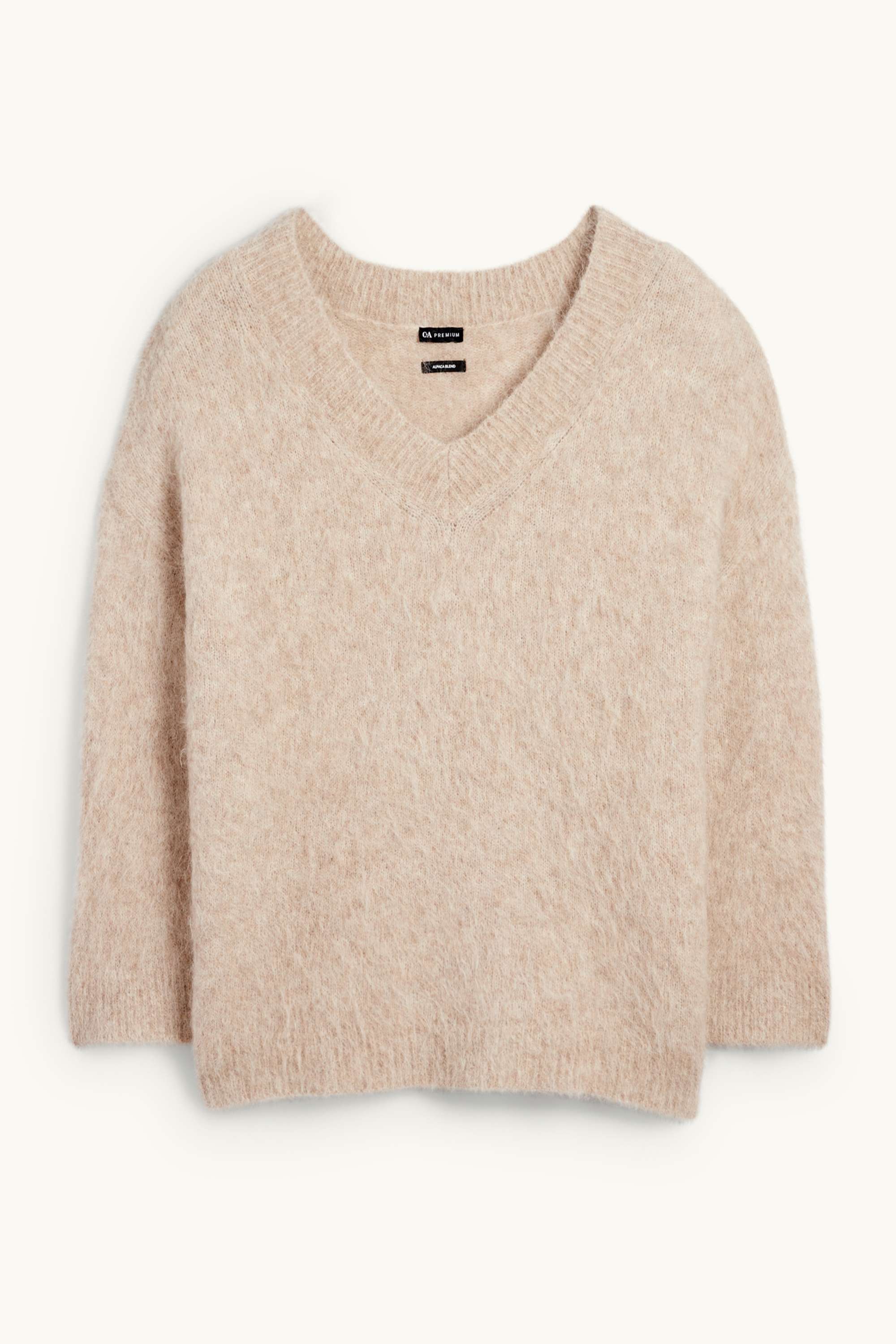 V-neck jumper - alpaca blend beige