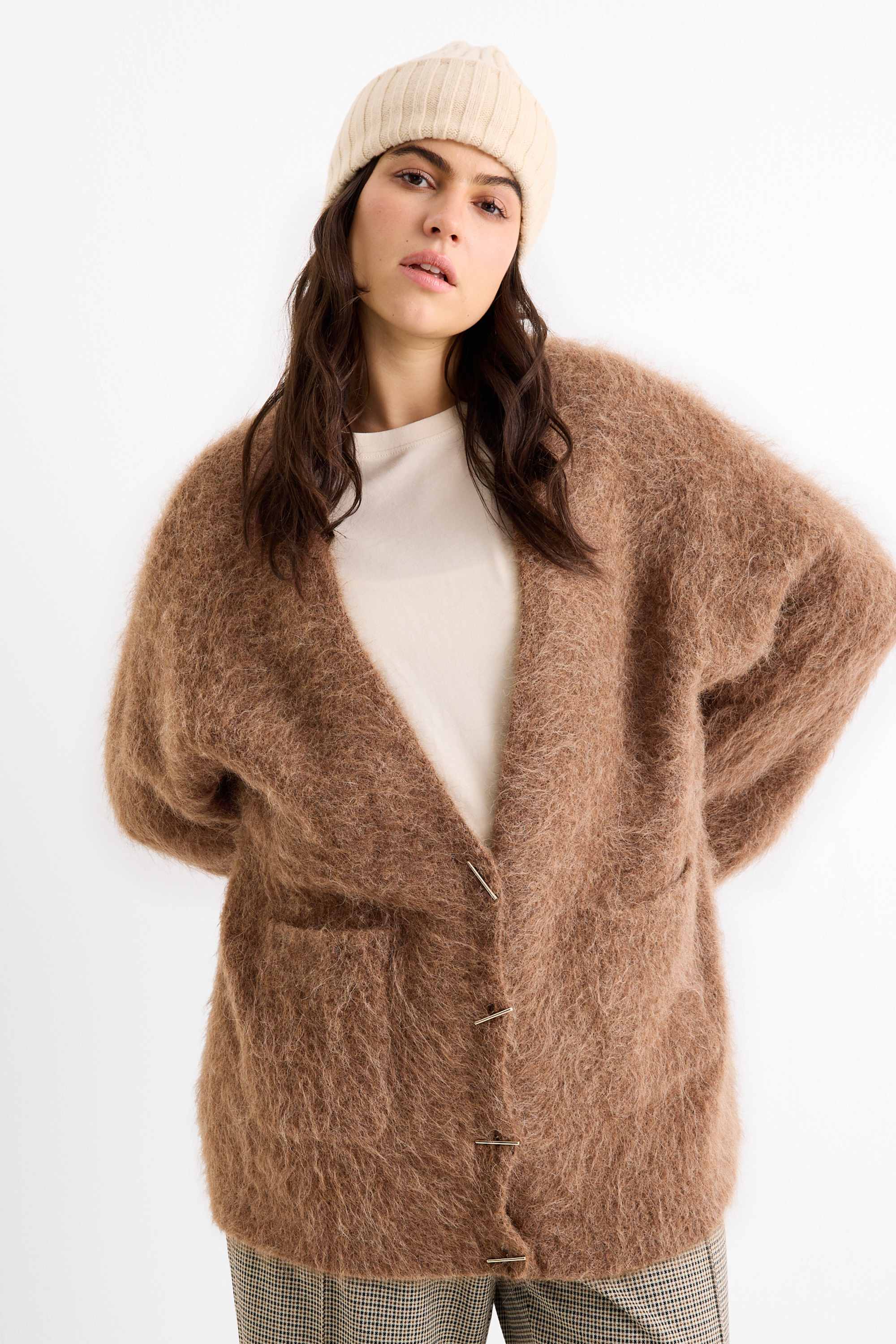 Cardigan - alpaca blend brown
