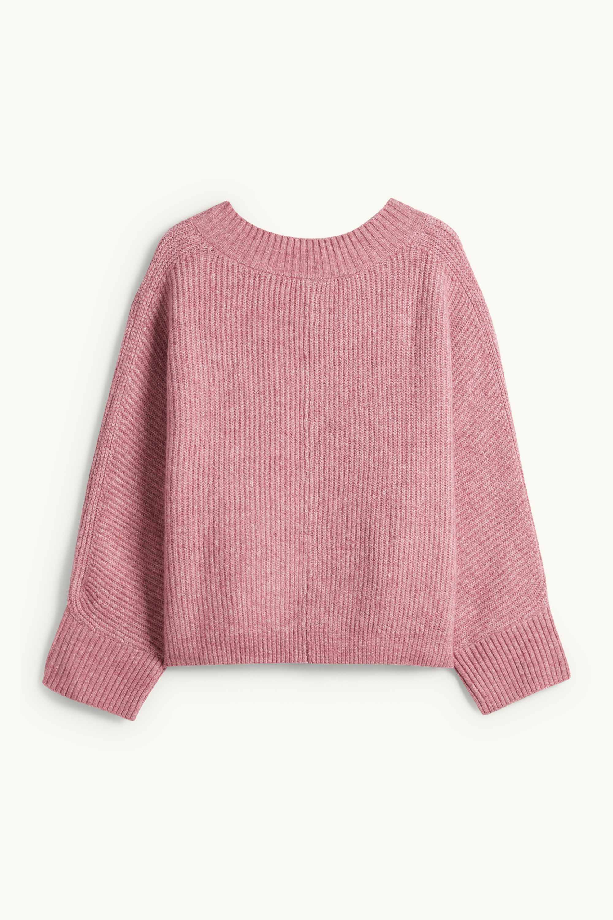 V-neck jumper - ribbed rose