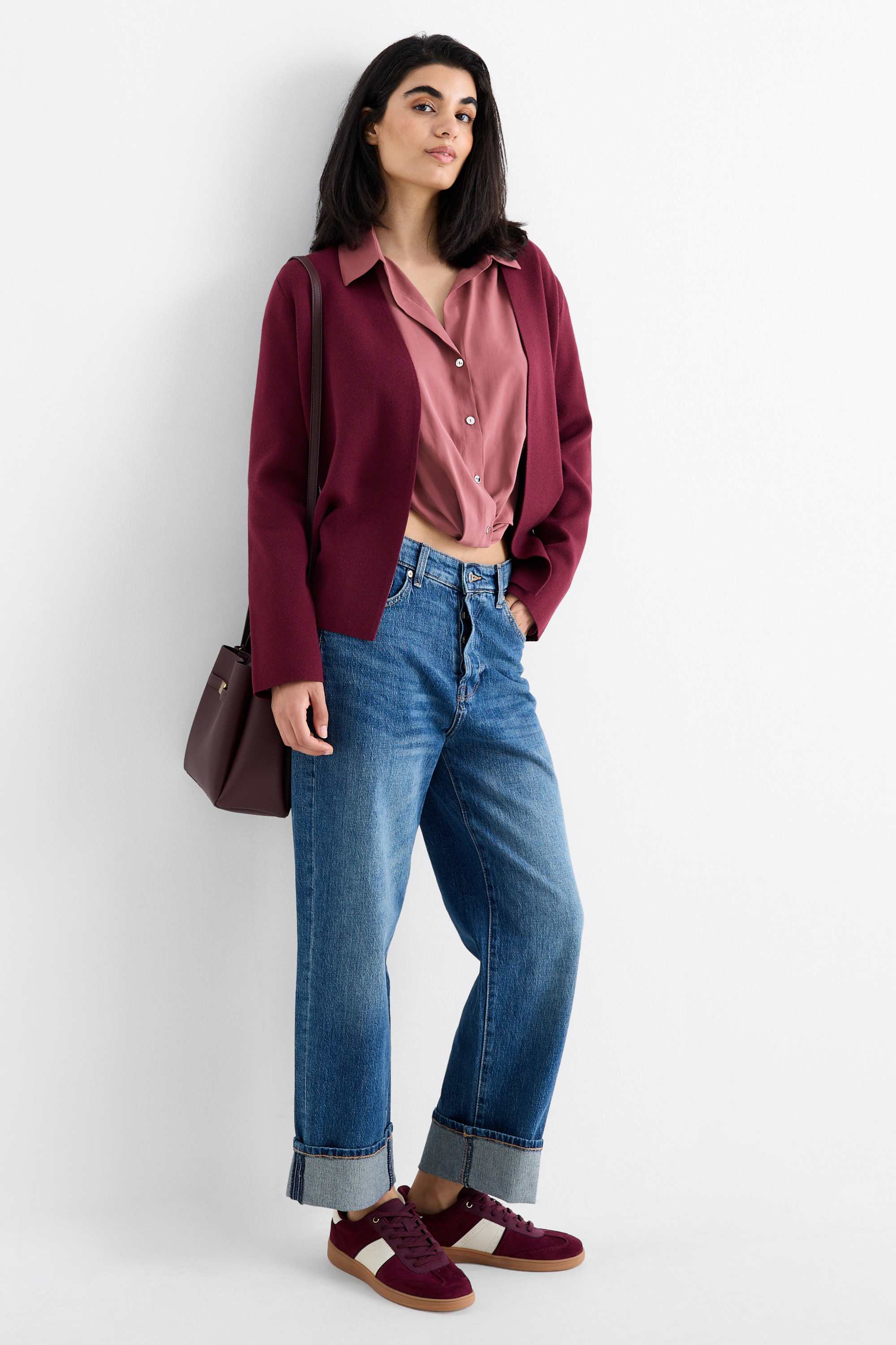 Blouse with knot detail bordeaux