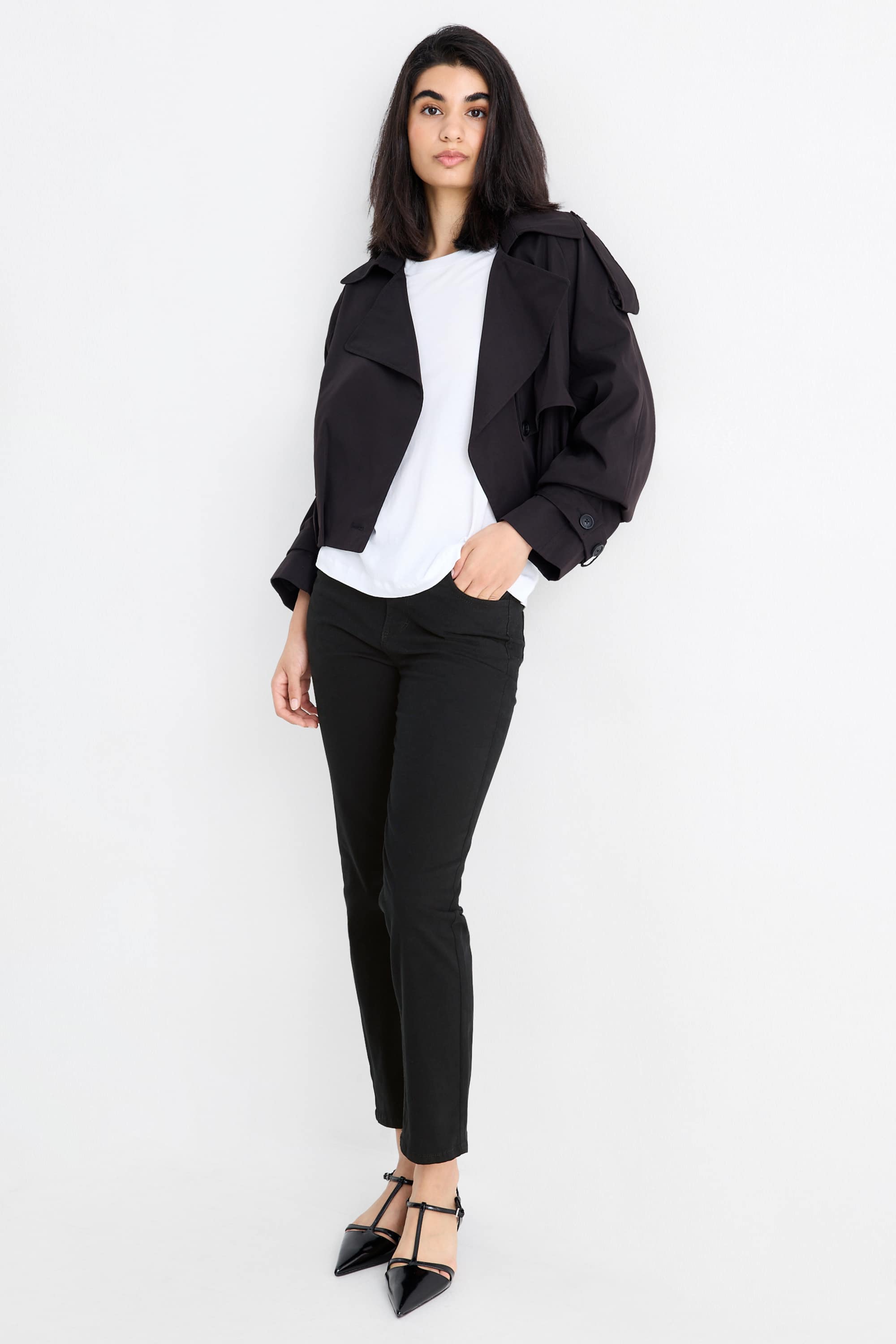 Cloth trousers - high waist - slim fit black