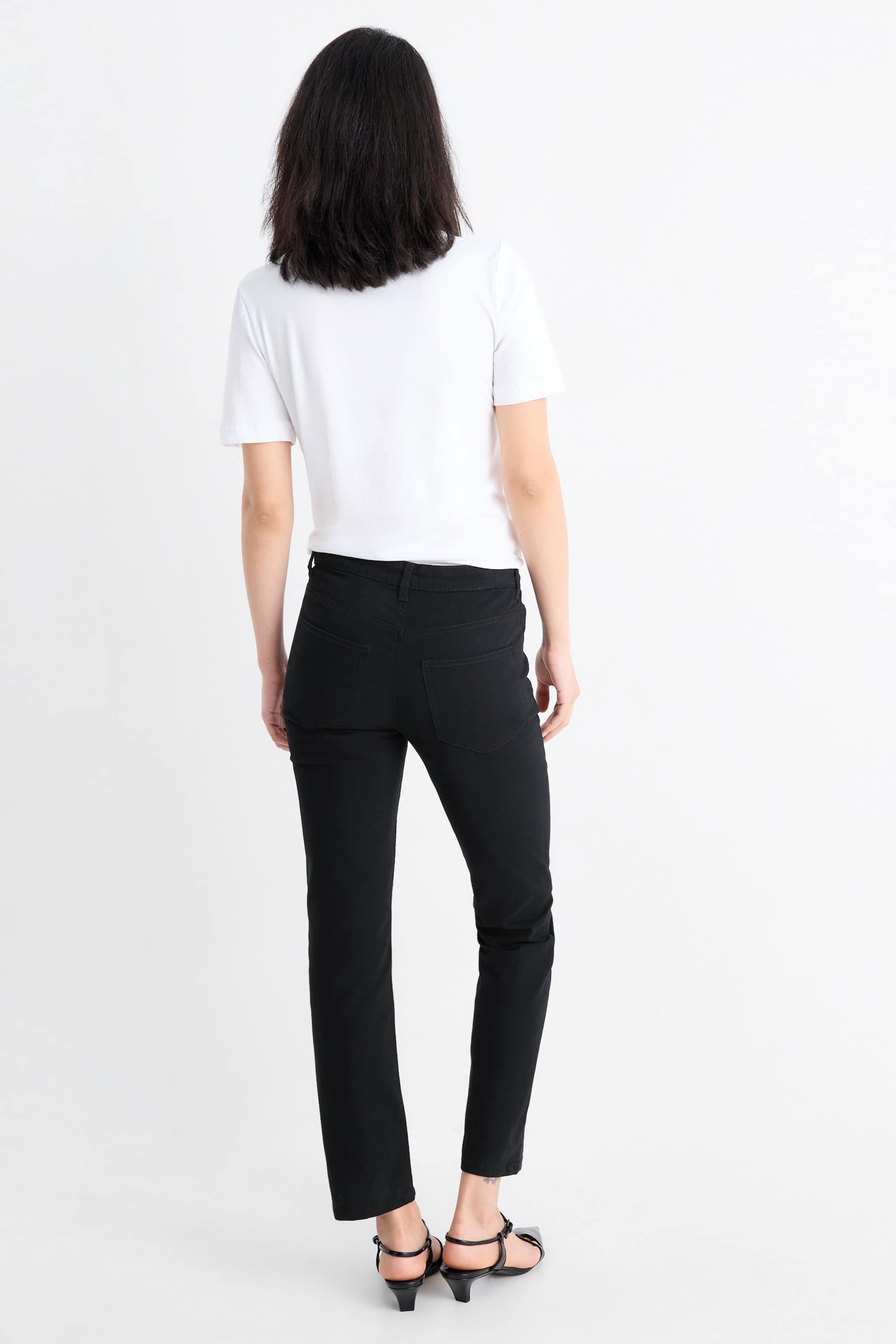 Cloth trousers - high waist - slim fit black
