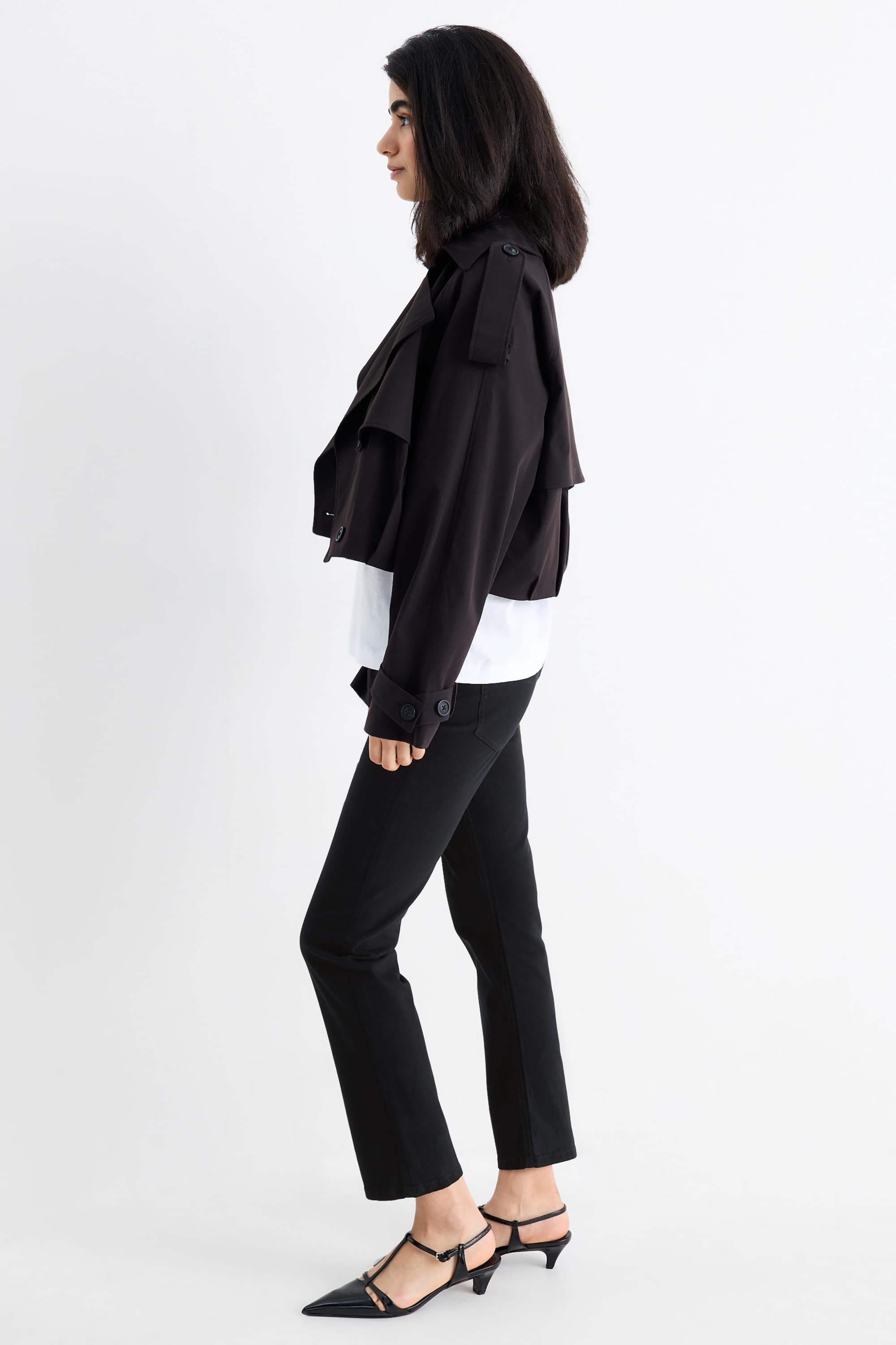 Cloth trousers - high waist - slim fit black