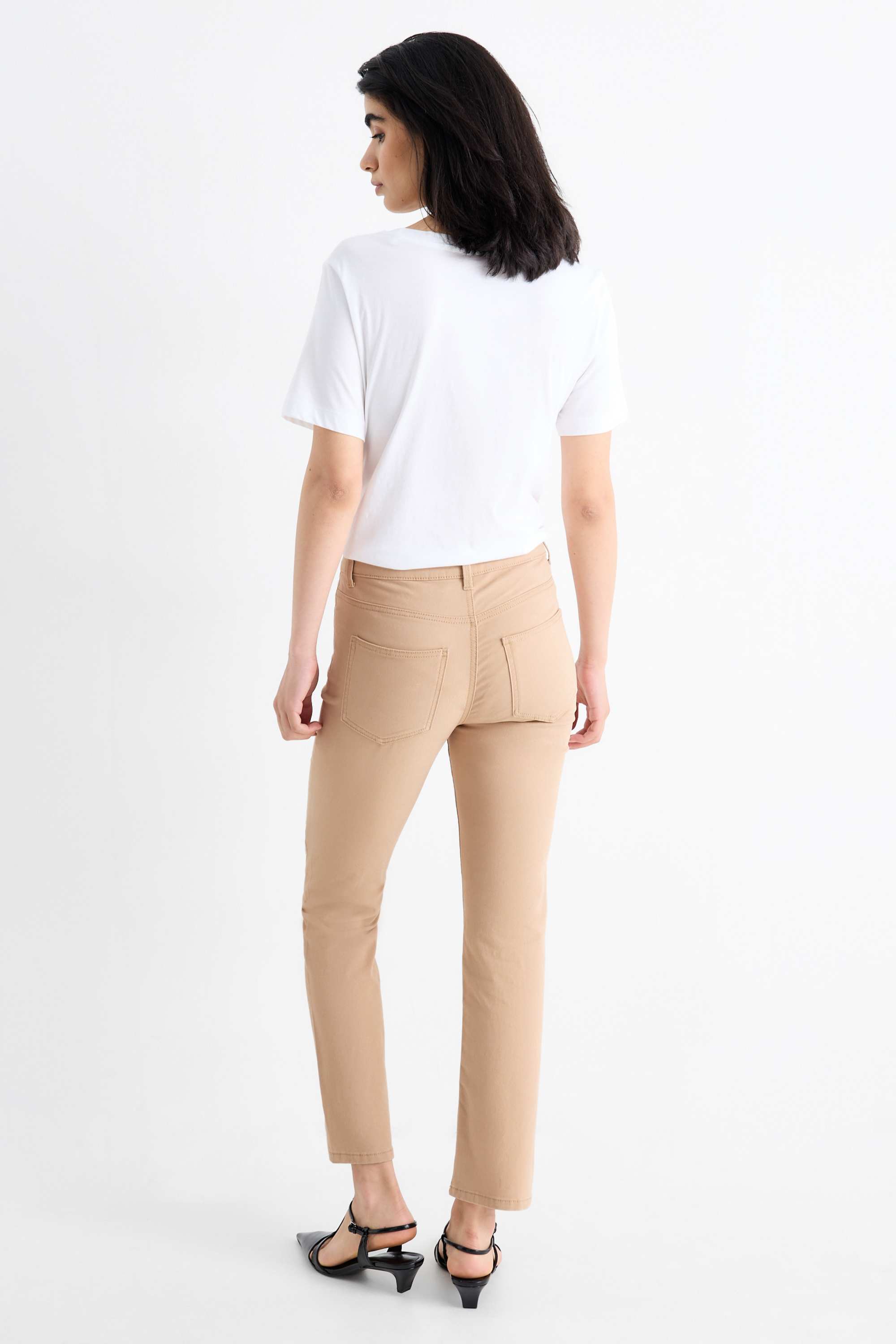 Cloth trousers - high waist - slim fit beige (3)