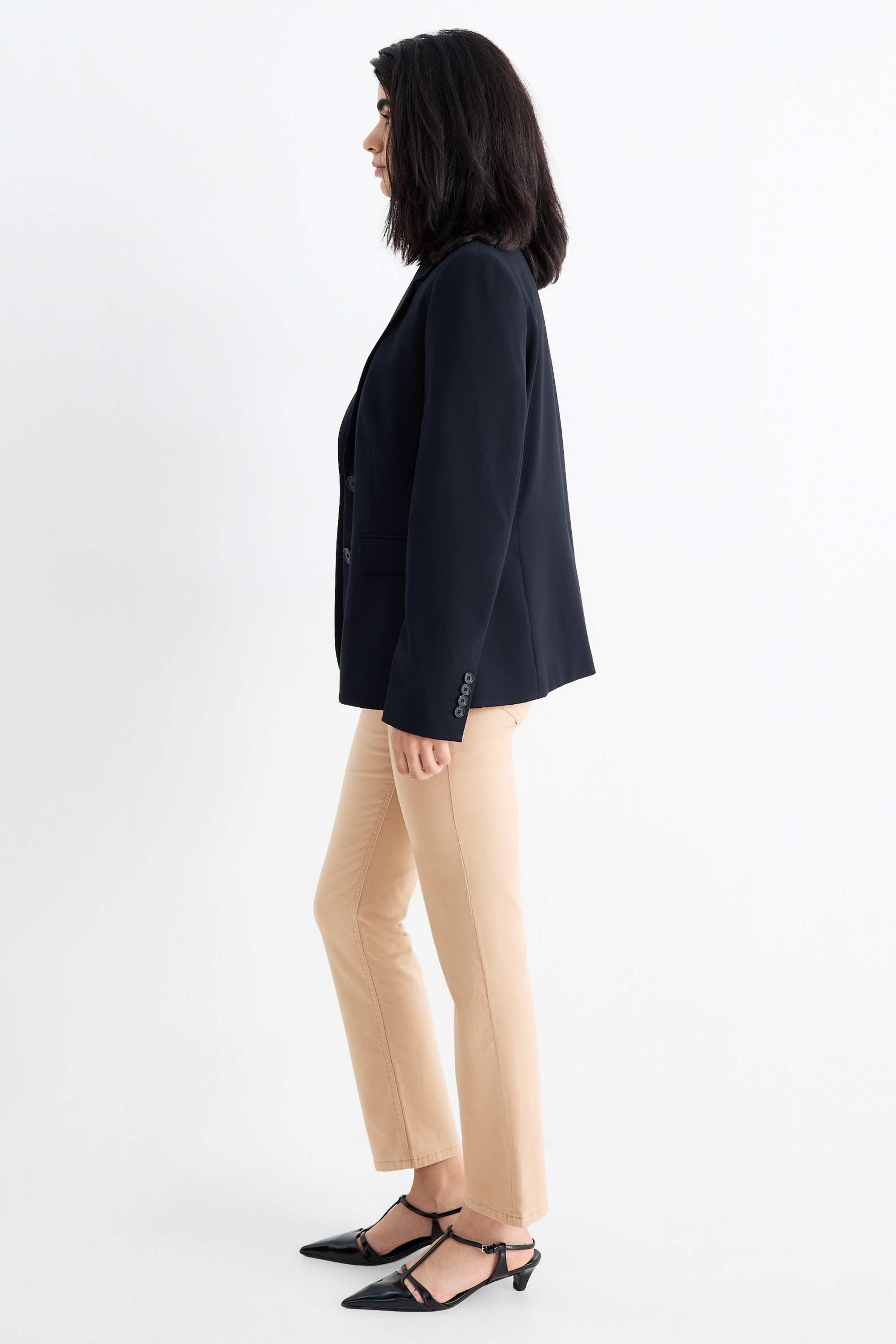 Cloth trousers - high waist - slim fit beige (3)