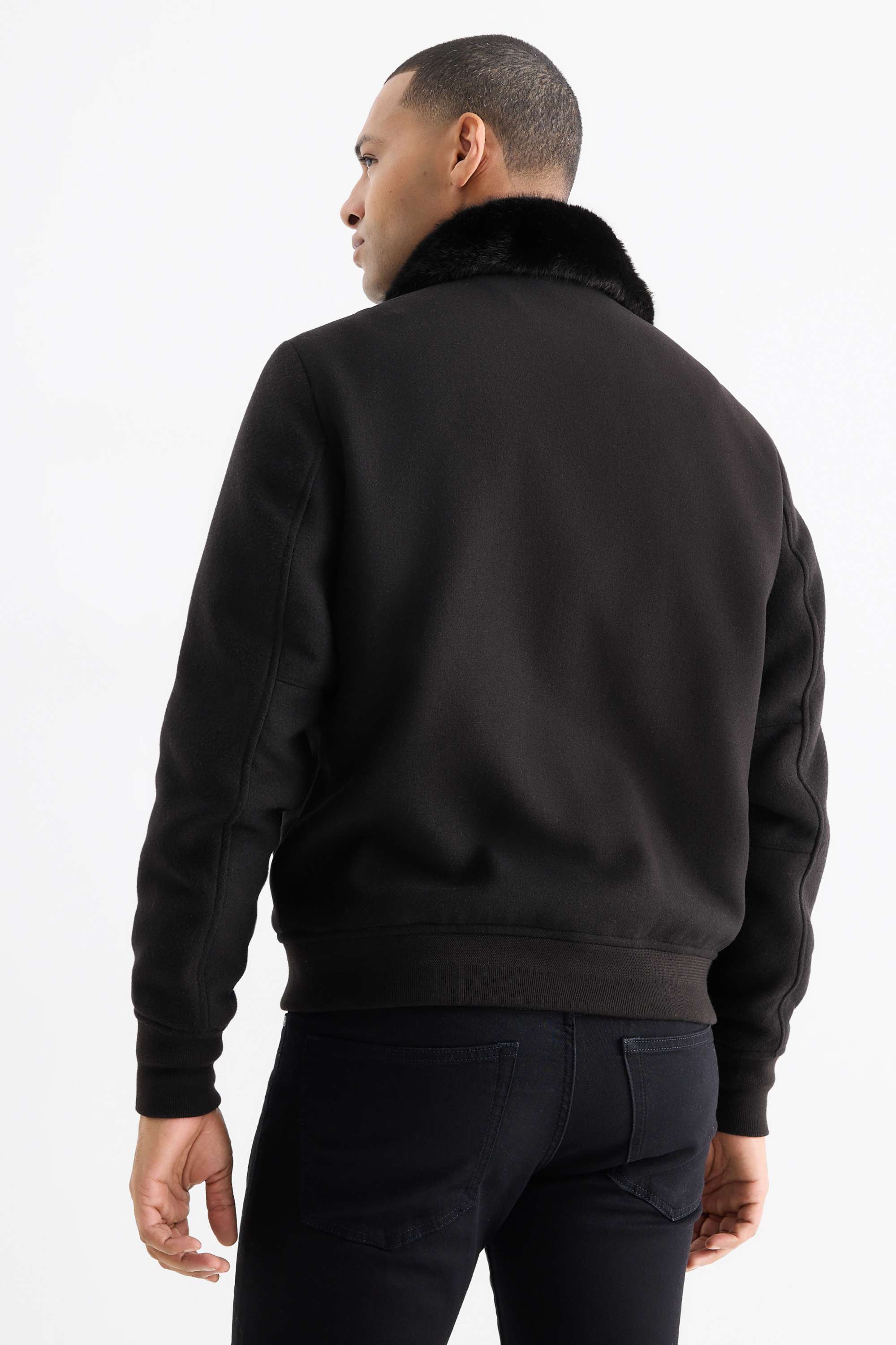 Jacket with faux fur trim black