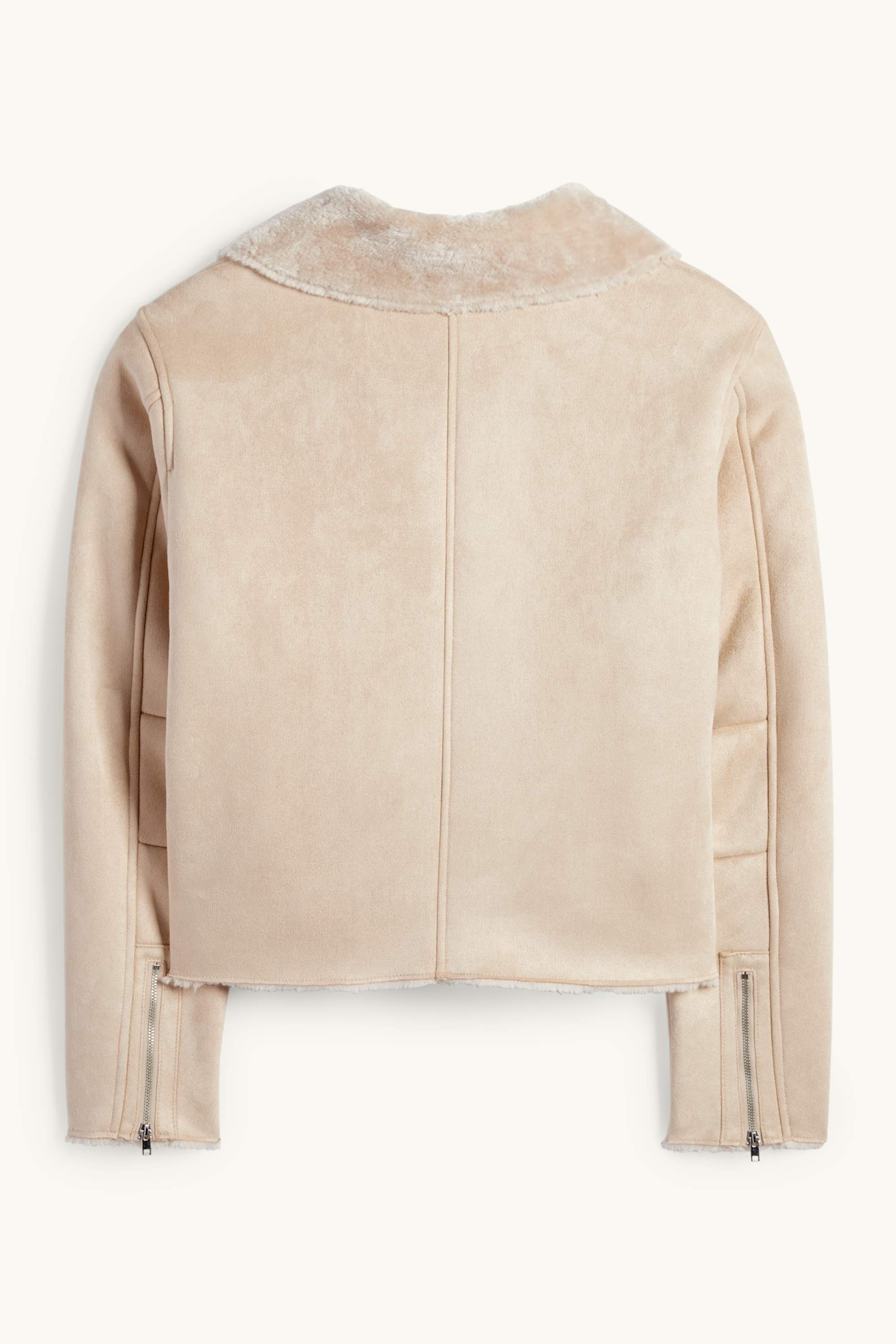 Faux shearling jacket - faux suede light beige