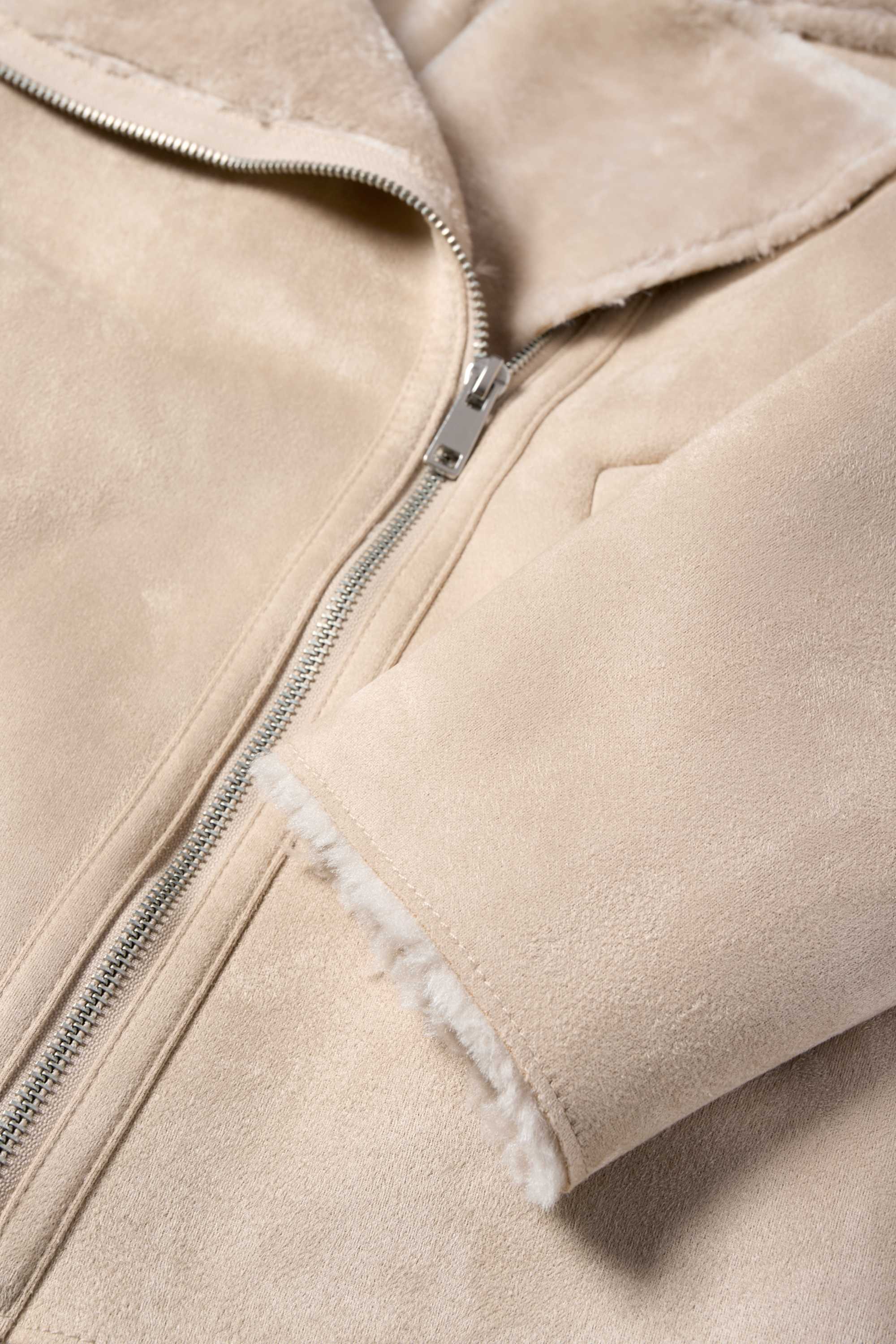 Faux shearling jacket - faux suede light beige