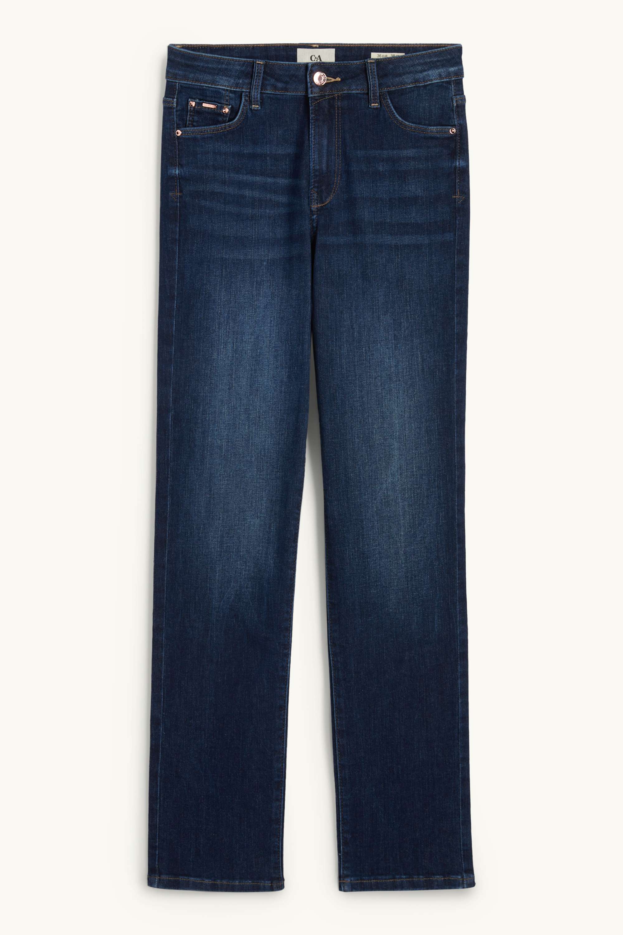 Straight jeans - mid-rise waist - LYCRA® blue denim