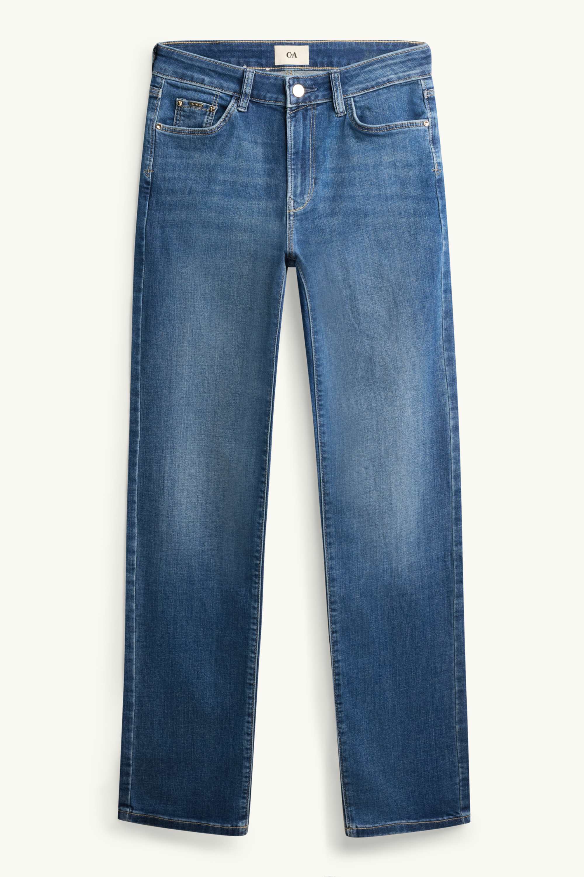 Straight jeans - mid-rise waist - LYCRA® blue denim