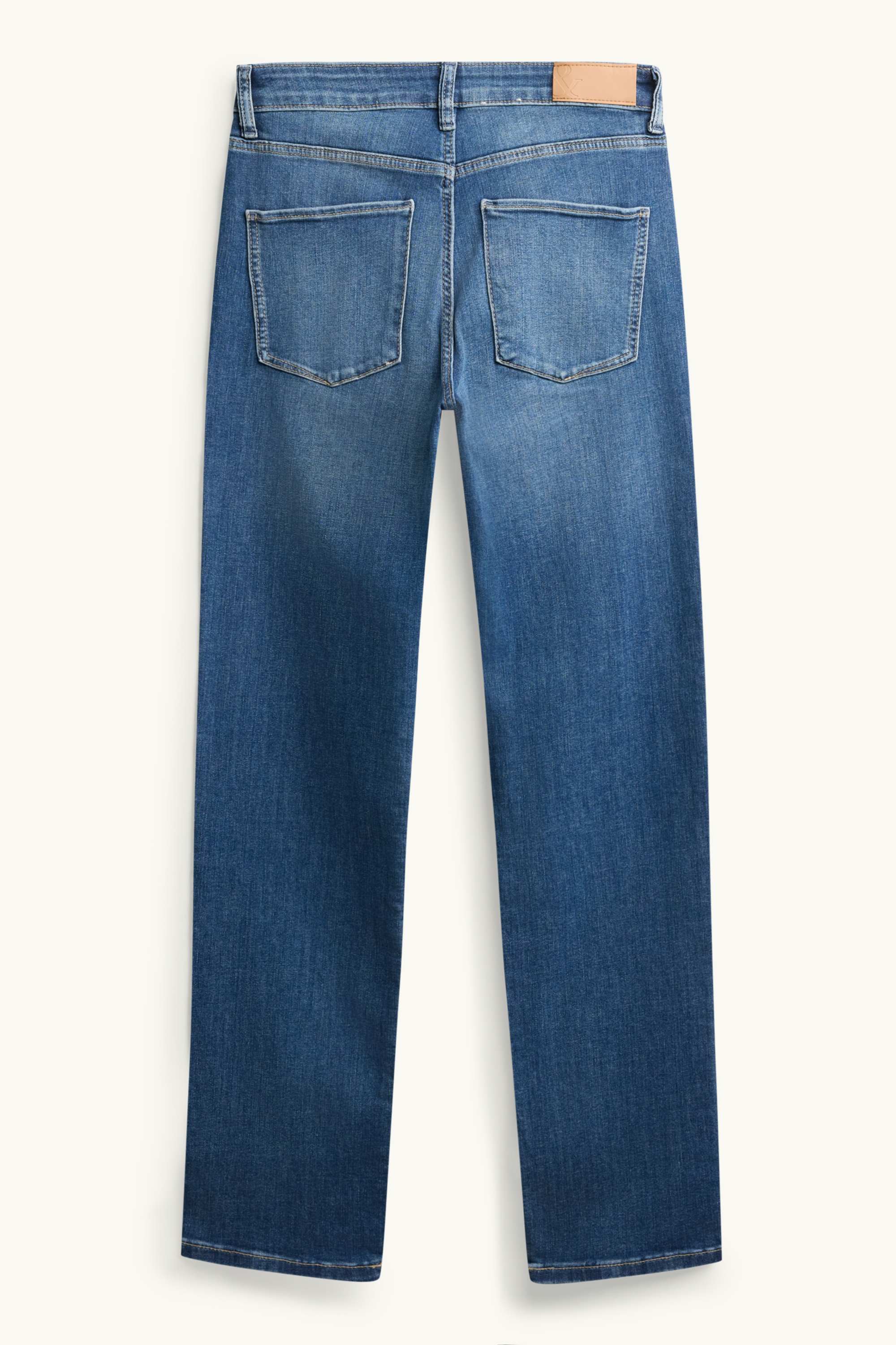 Straight jeans - mid-rise waist - LYCRA® blue denim