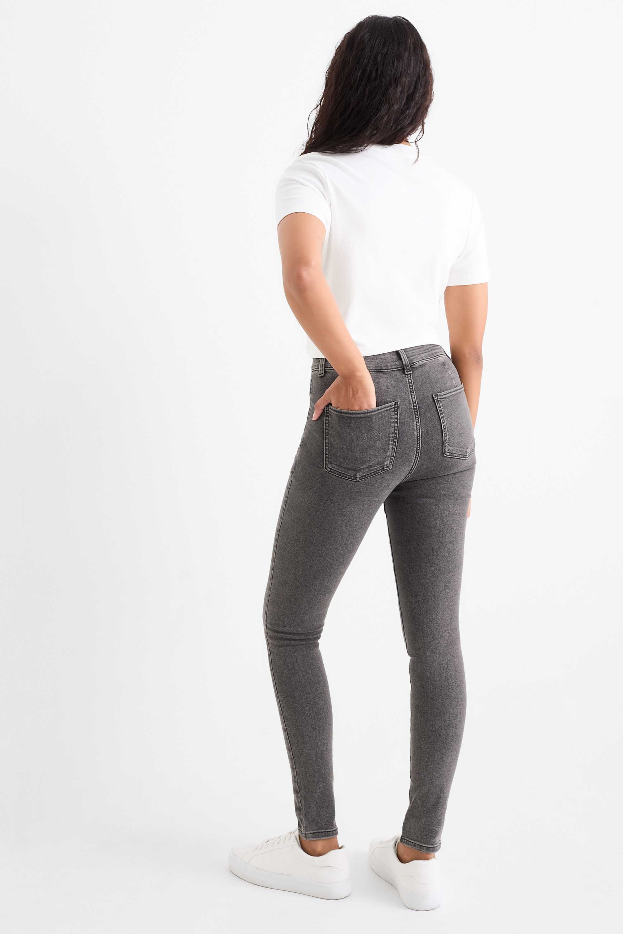 Jegging jeans - high waist denim-gray