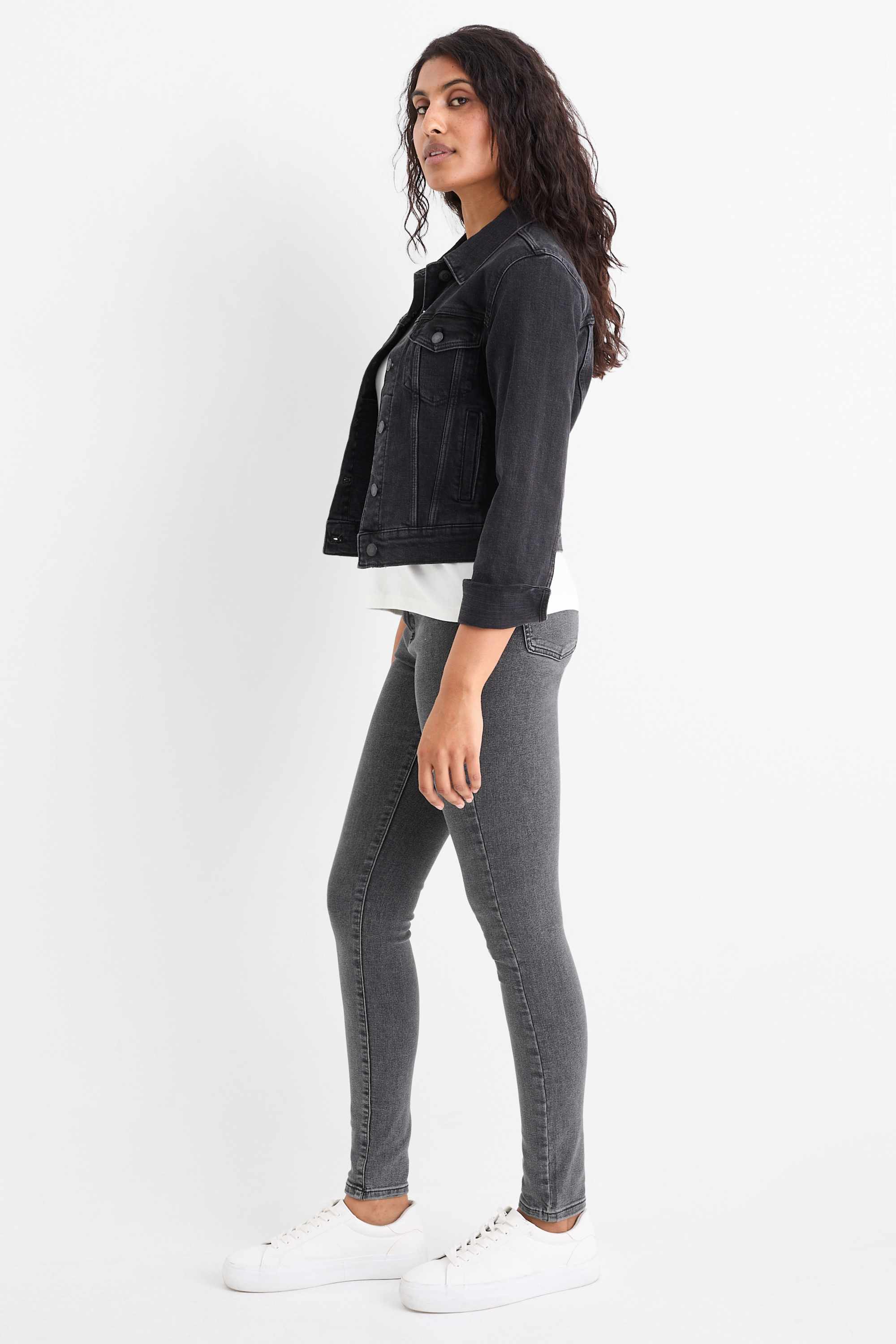 Jegging jeans - high waist denim-gray