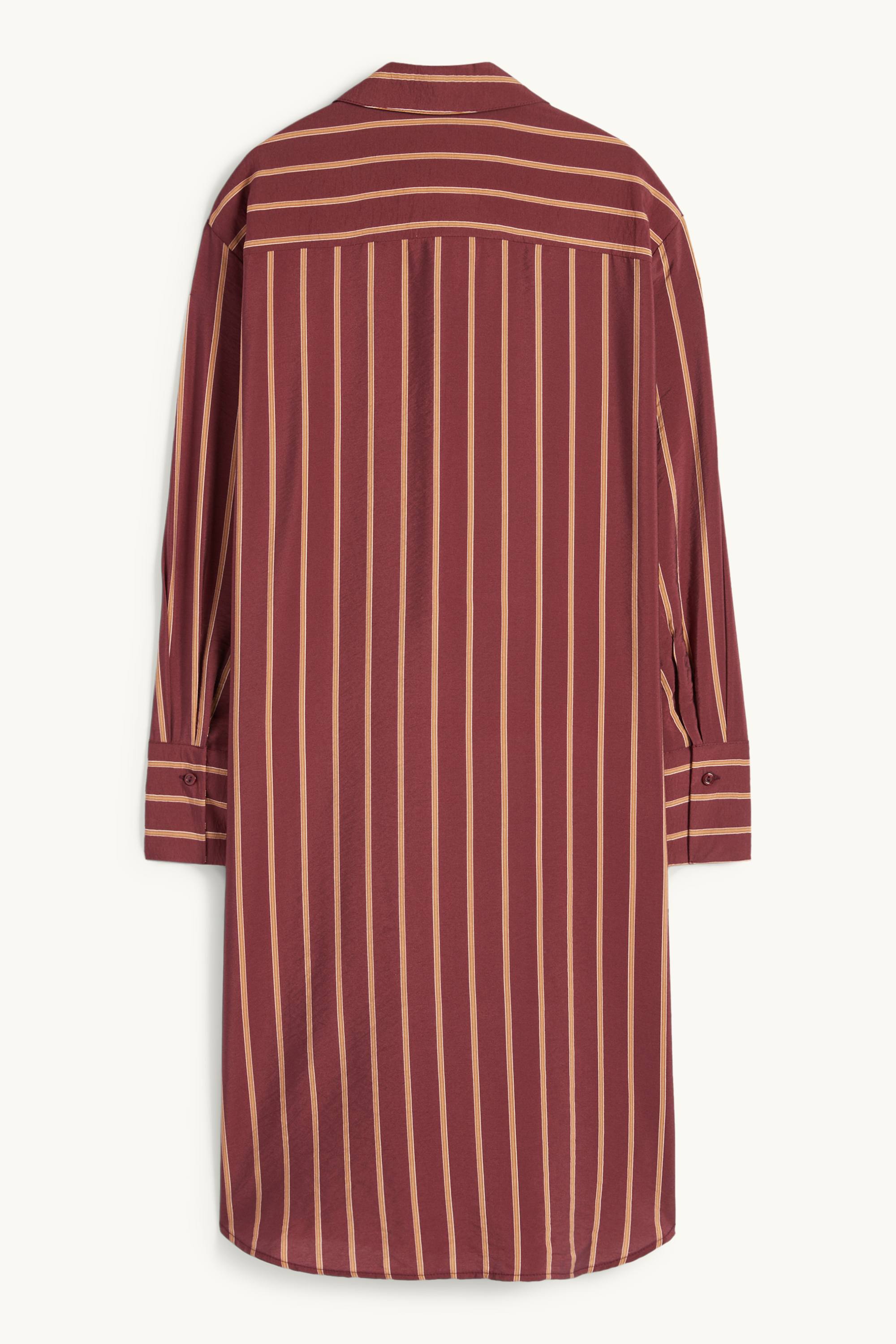 Shirt dress - striped dark red
