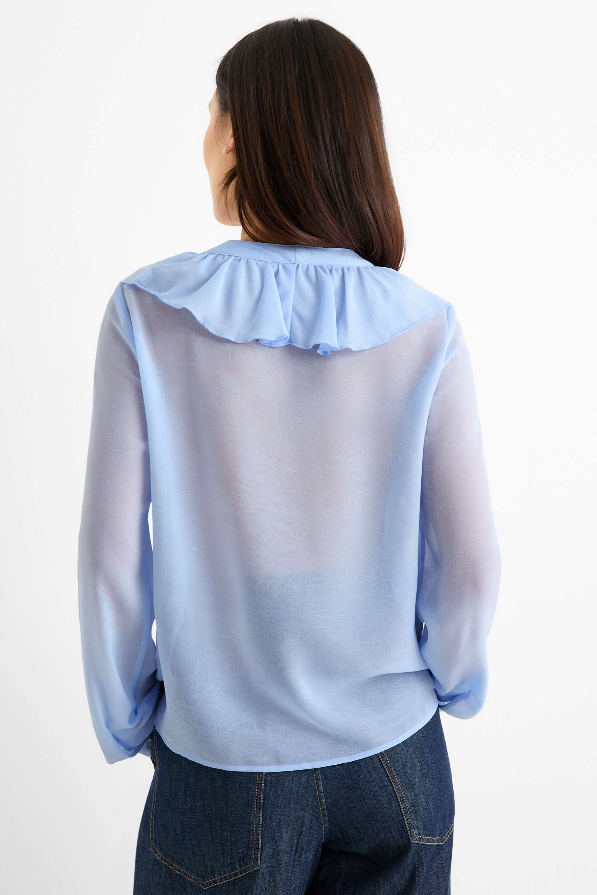V-neck blouse light blue