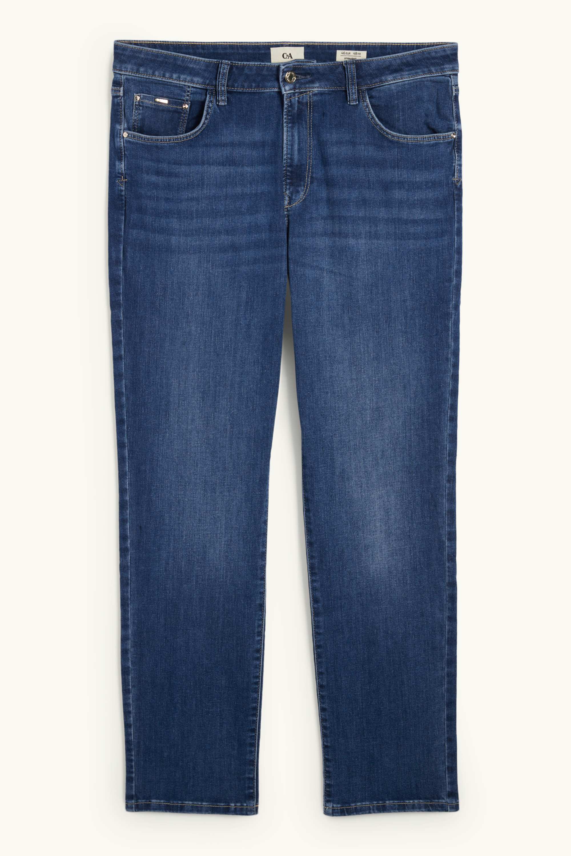 Straight jeans - mid-rise waist - LYCRA® blue denim