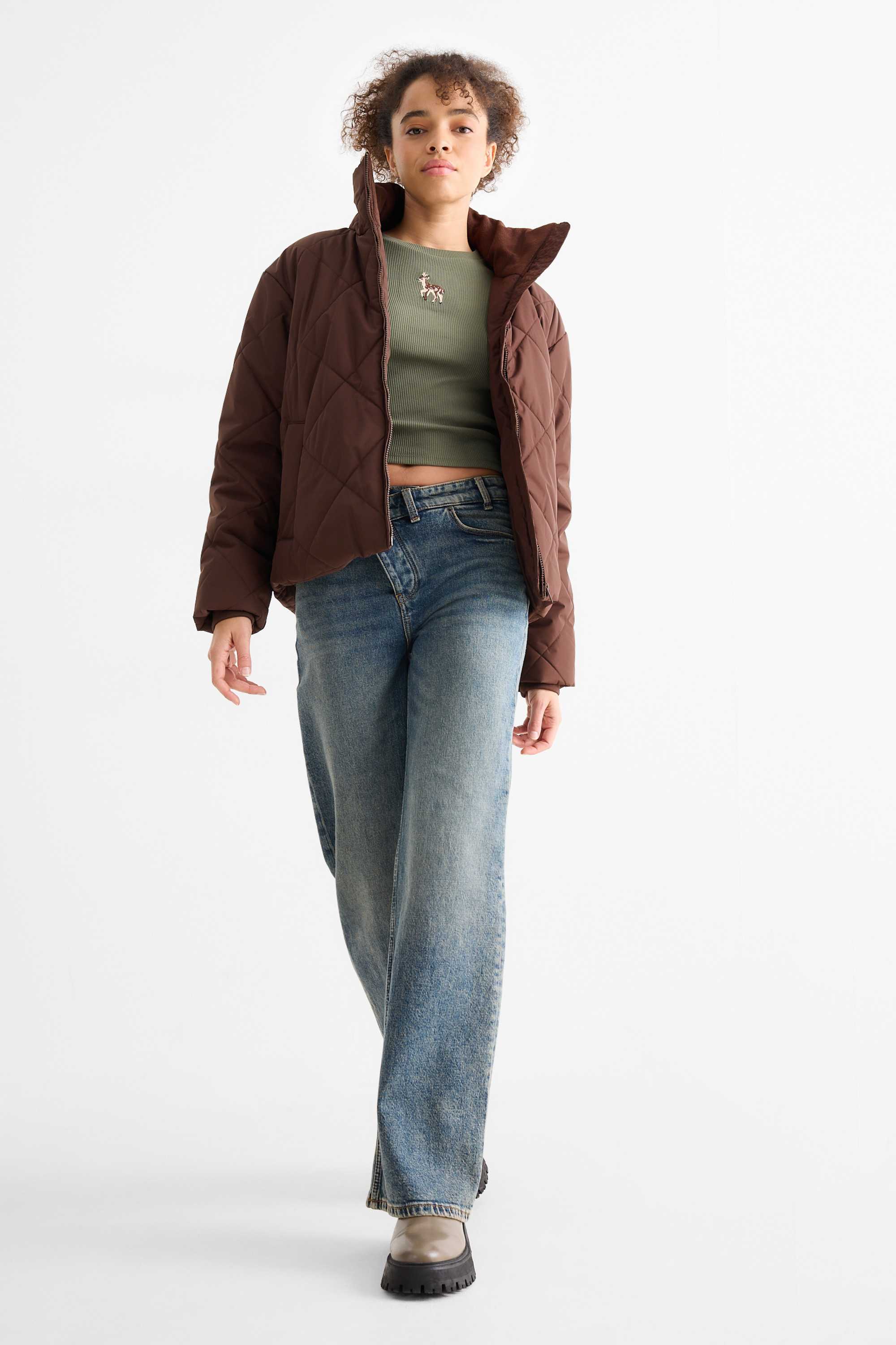 Quilted jacket dark brown