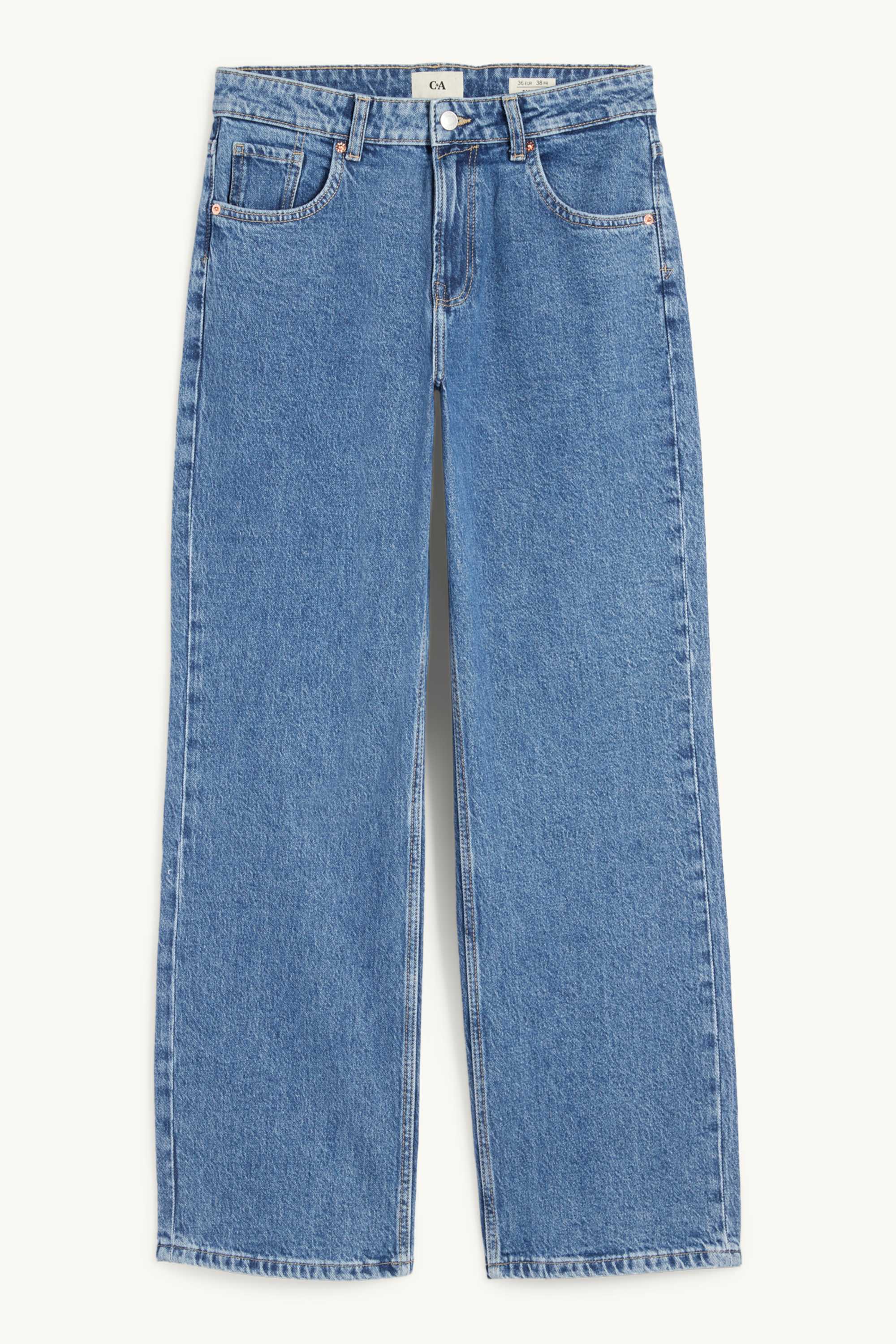 Baggy jeans - mid-rise waist blue denim