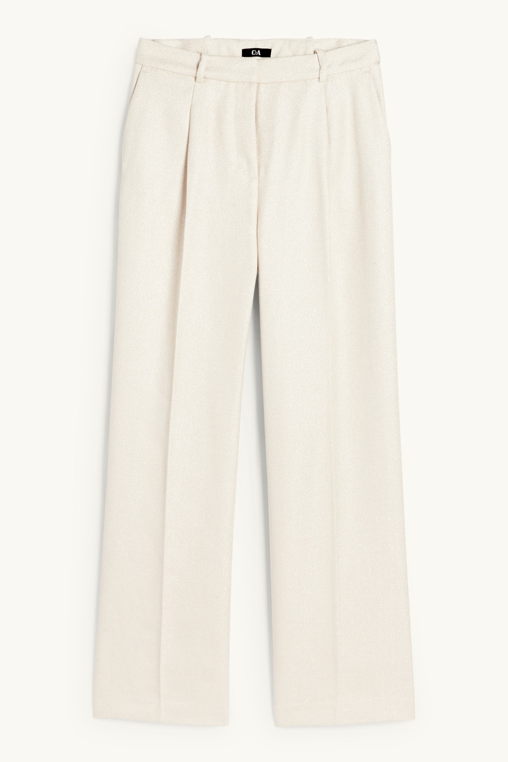 Business trousers - high waist - relaxed fit - textured light beige