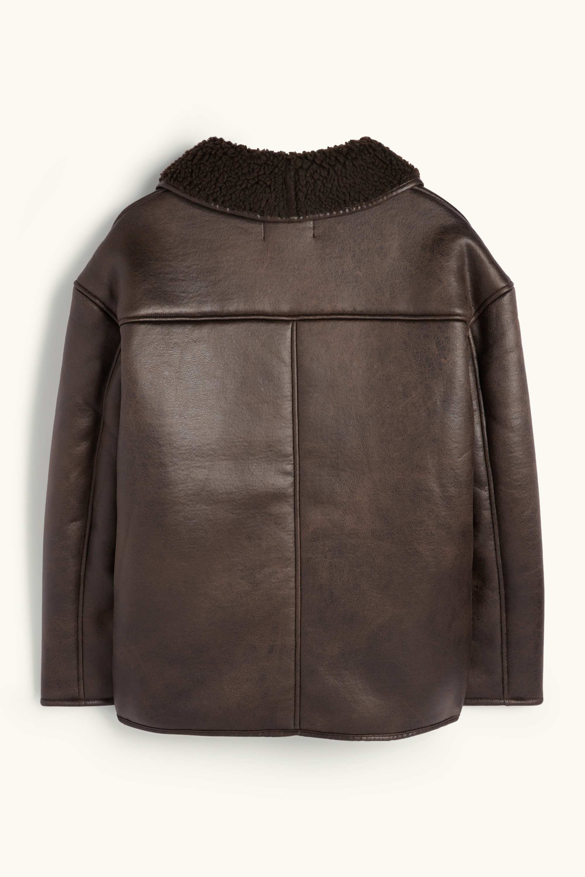 Faux shearling jacket - faux leather dark brown