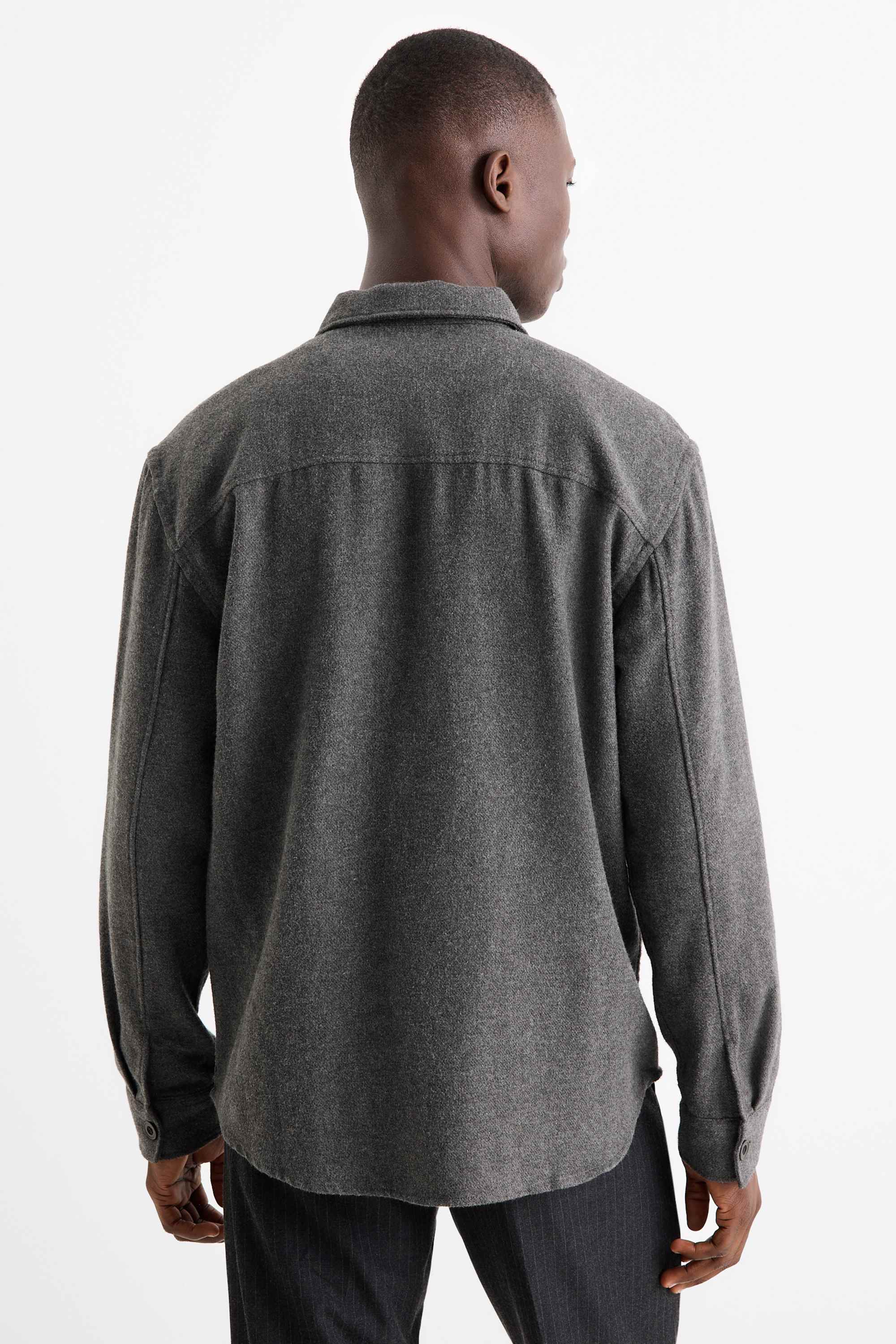 Shirt - relaxed fit - kent collar dark gray (1)