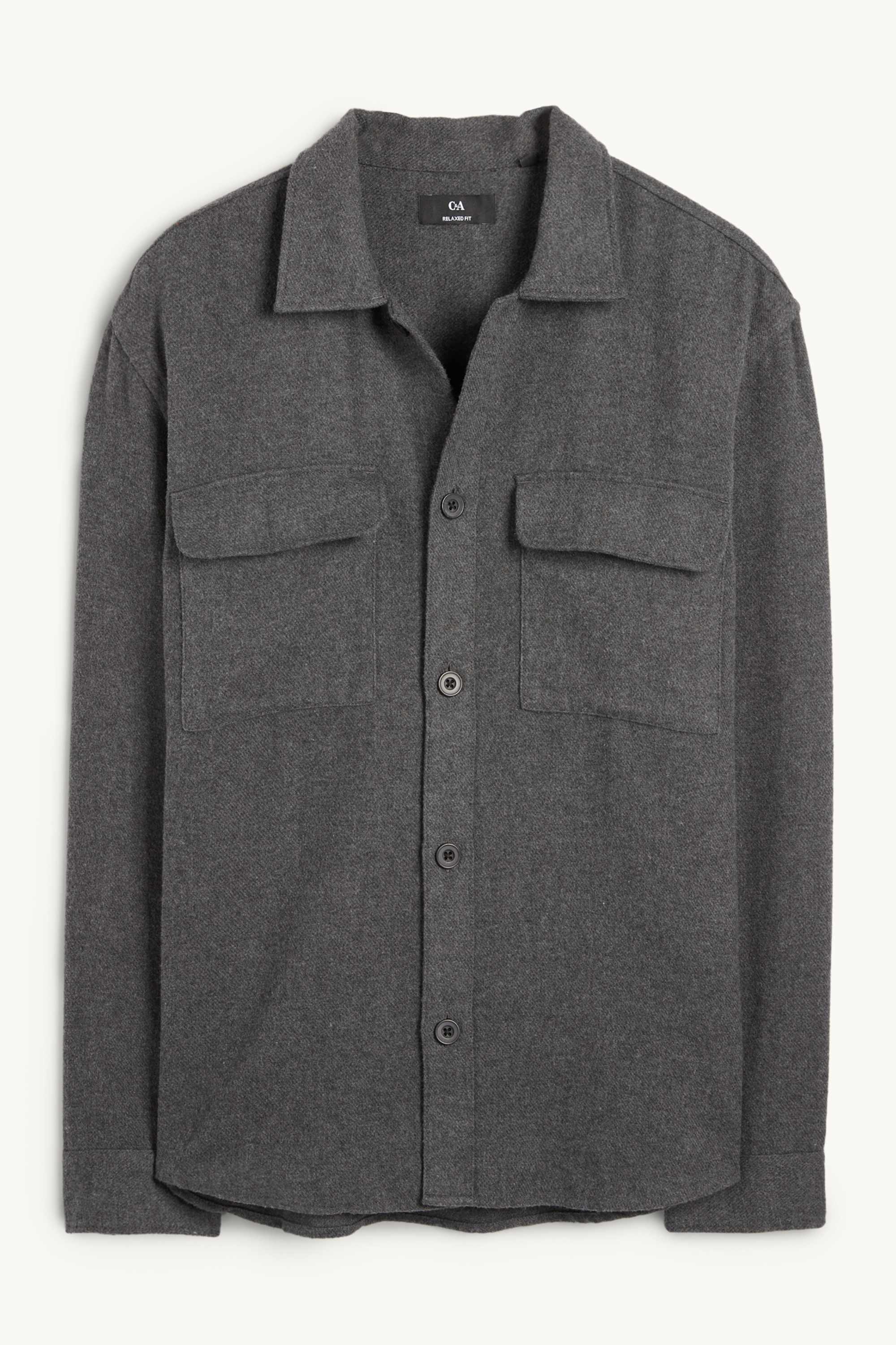 Shirt - relaxed fit - kent collar dark gray (1)