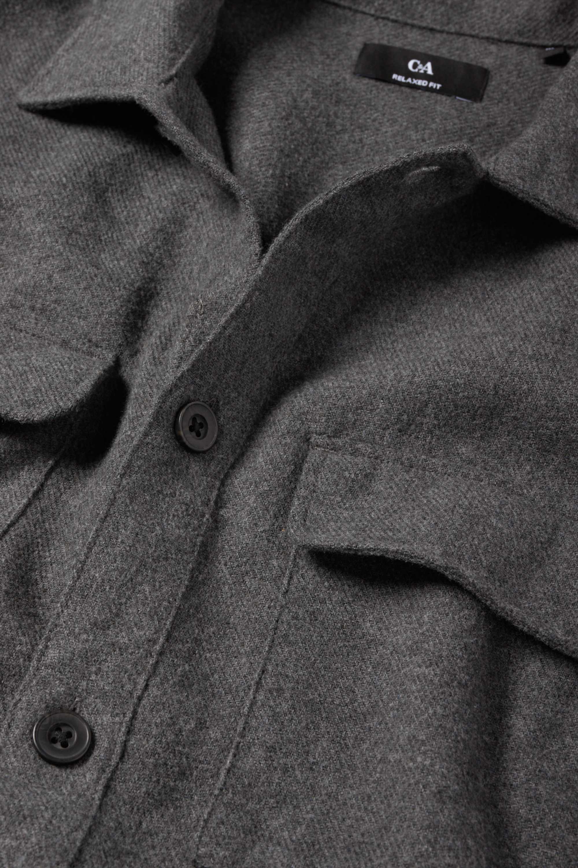Shirt - relaxed fit - kent collar dark gray (1)