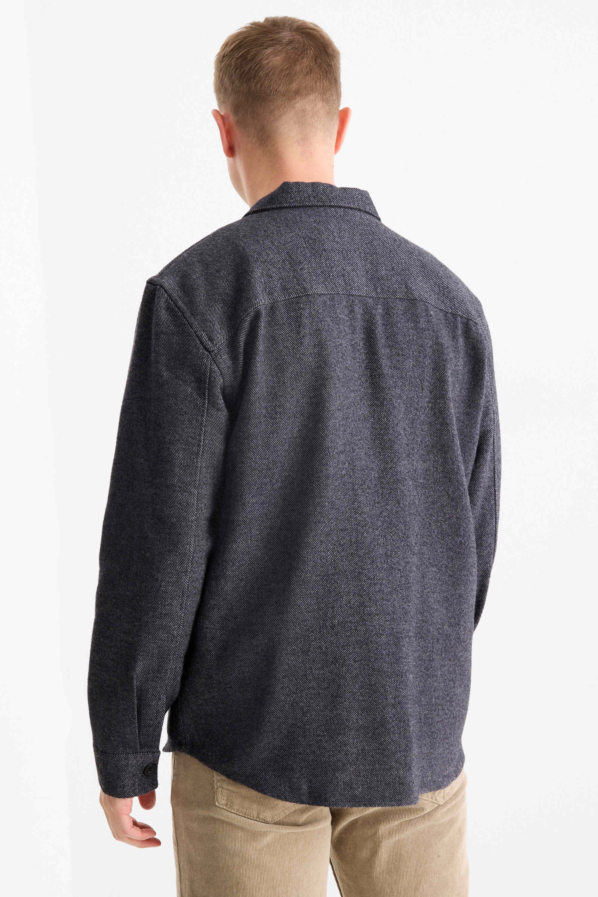 Shirt - relaxed fit - kent collar dark gray (2)