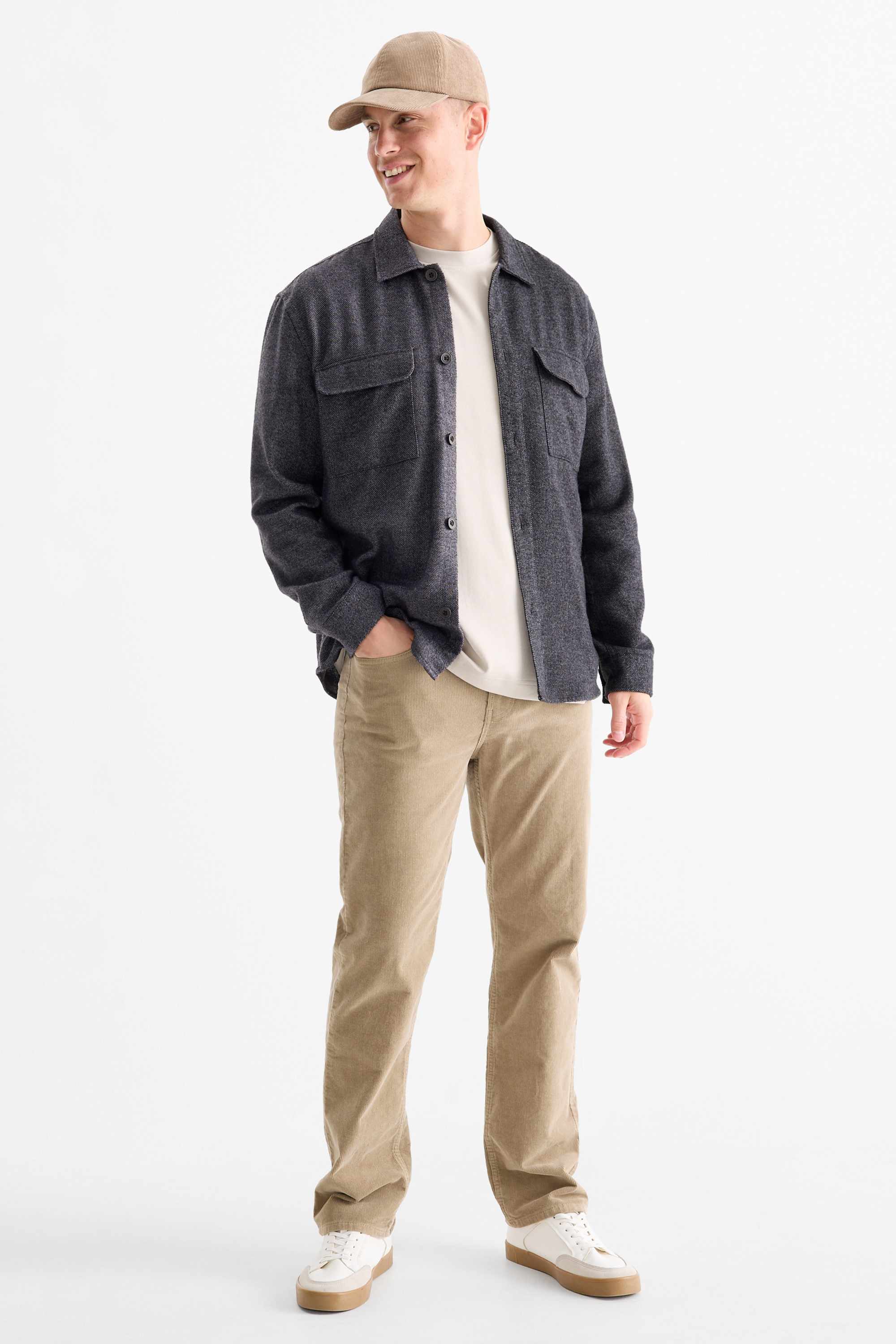 Shirt - relaxed fit - kent collar dark gray (2)