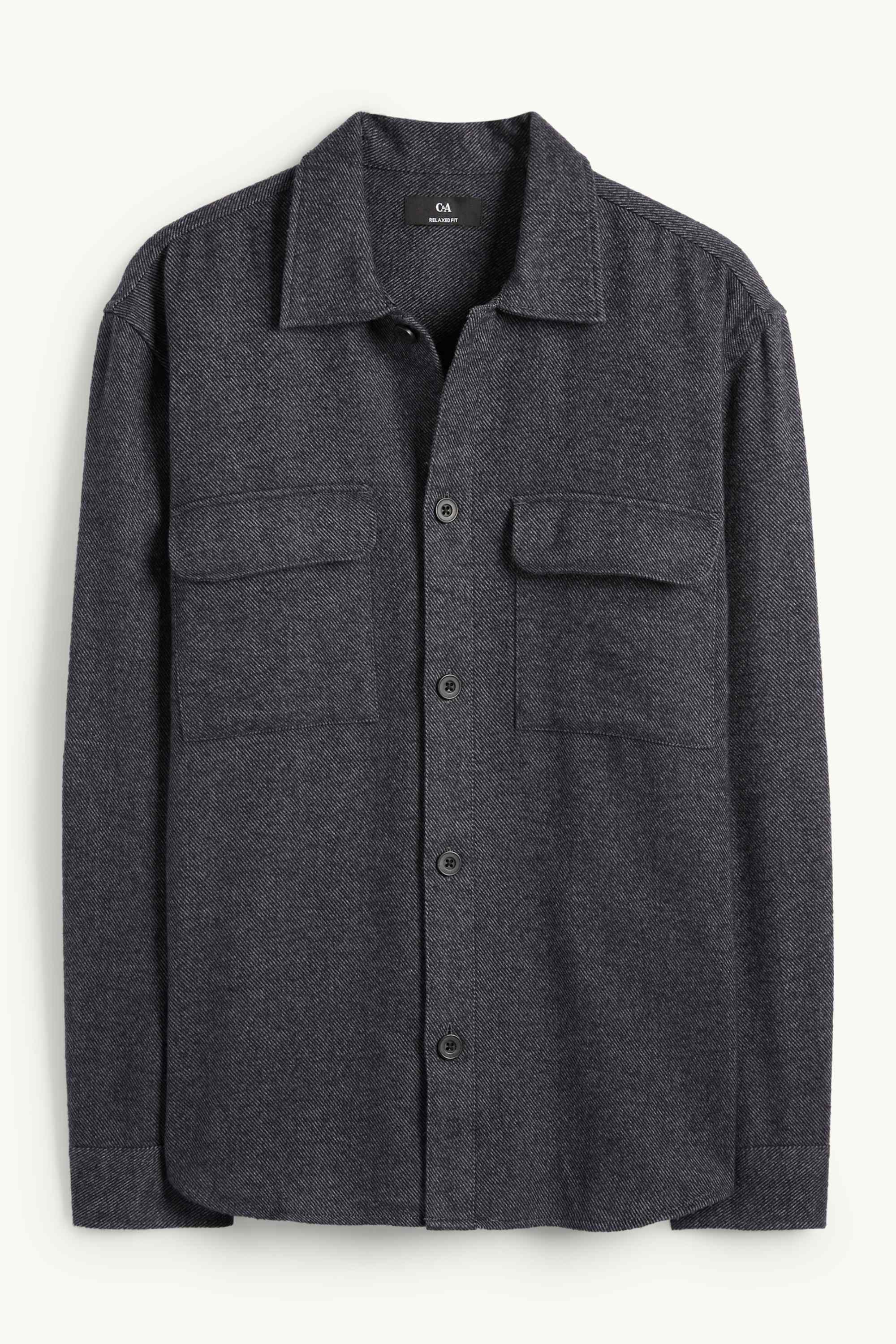 Shirt - relaxed fit - kent collar dark gray (2)