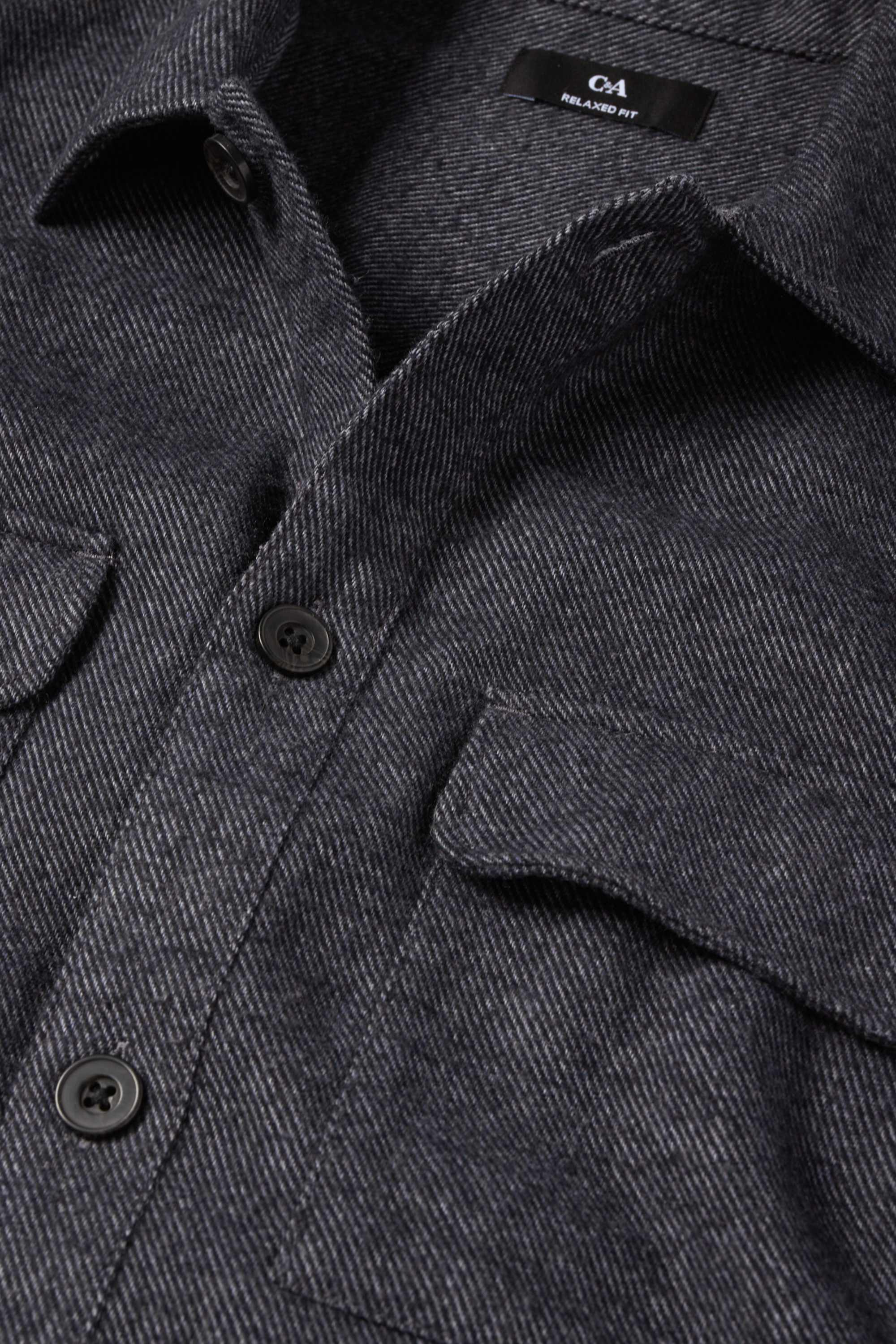 Shirt - relaxed fit - kent collar dark gray (2)