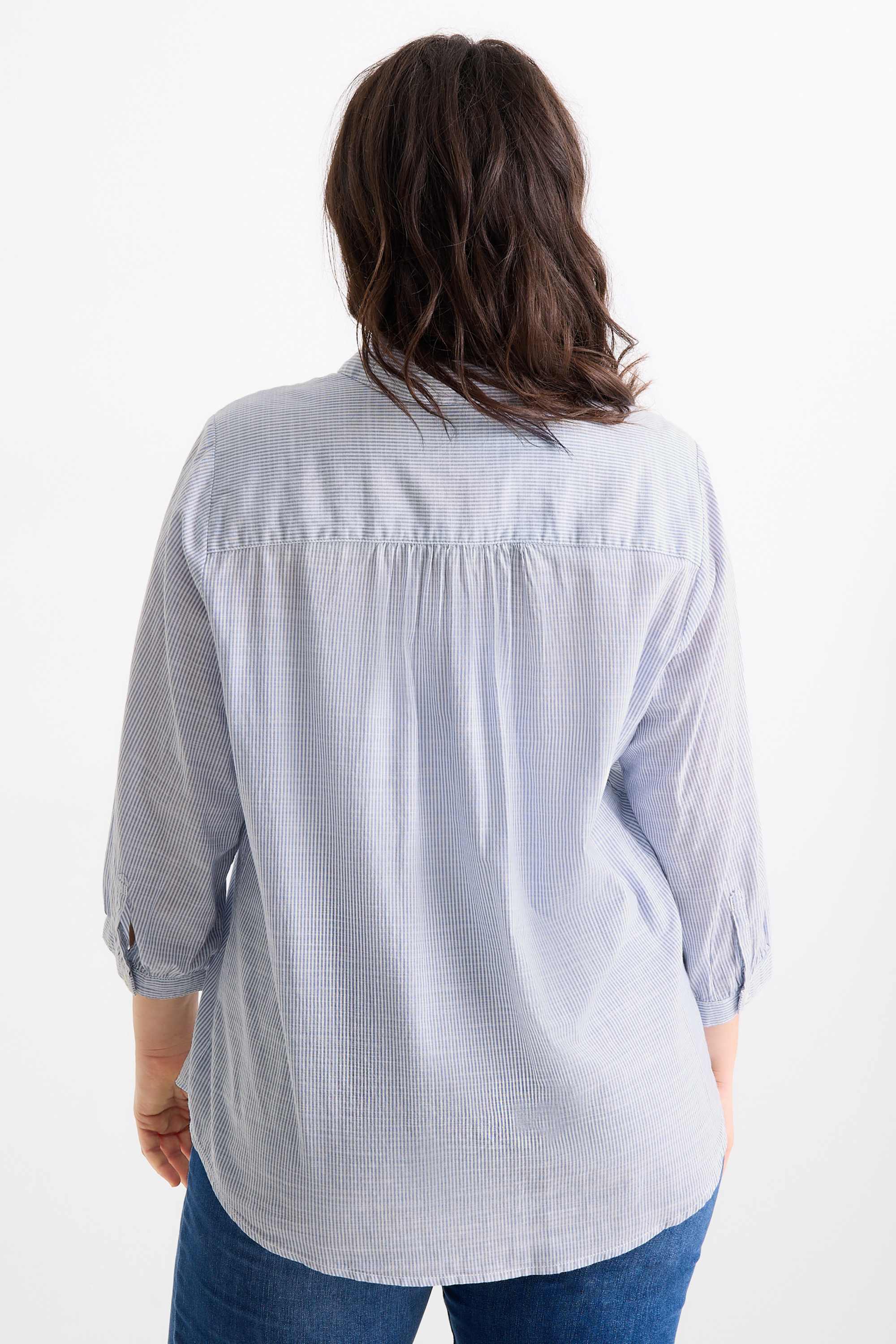 Blouse - striped white / light blue