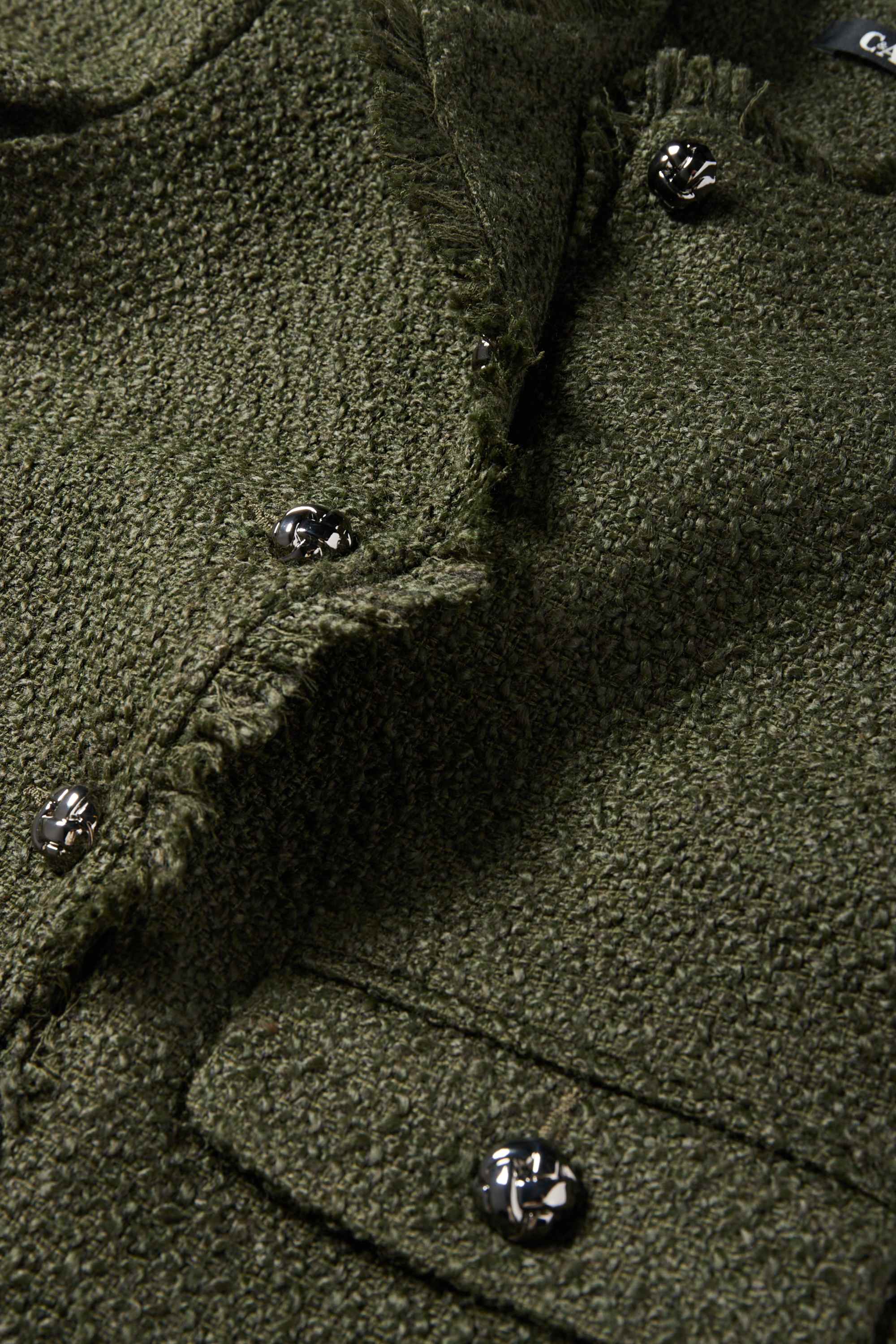 Cropped bouclé blazer - regular fit dark green