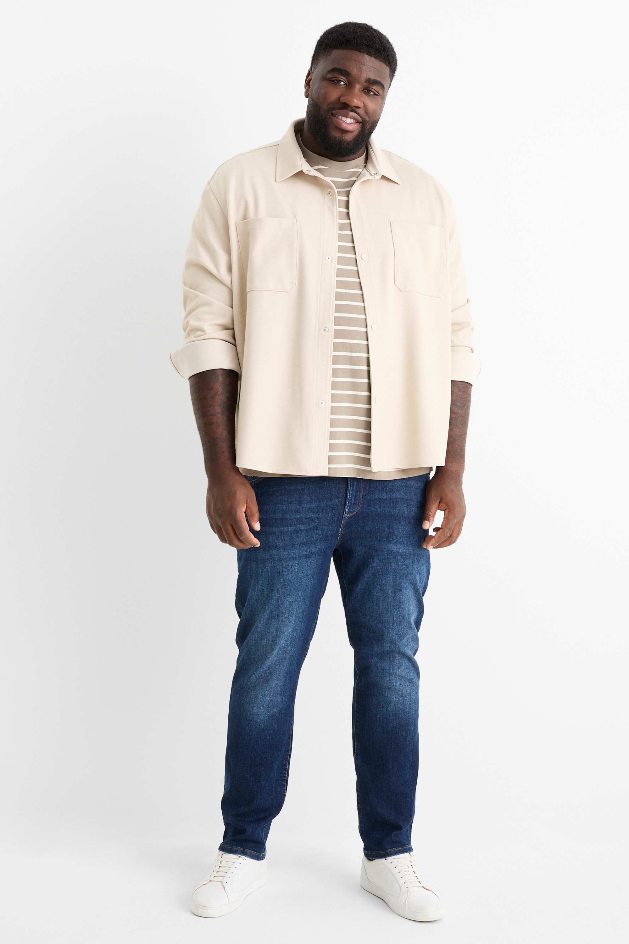 Shirt - regular fit - kent collar beige