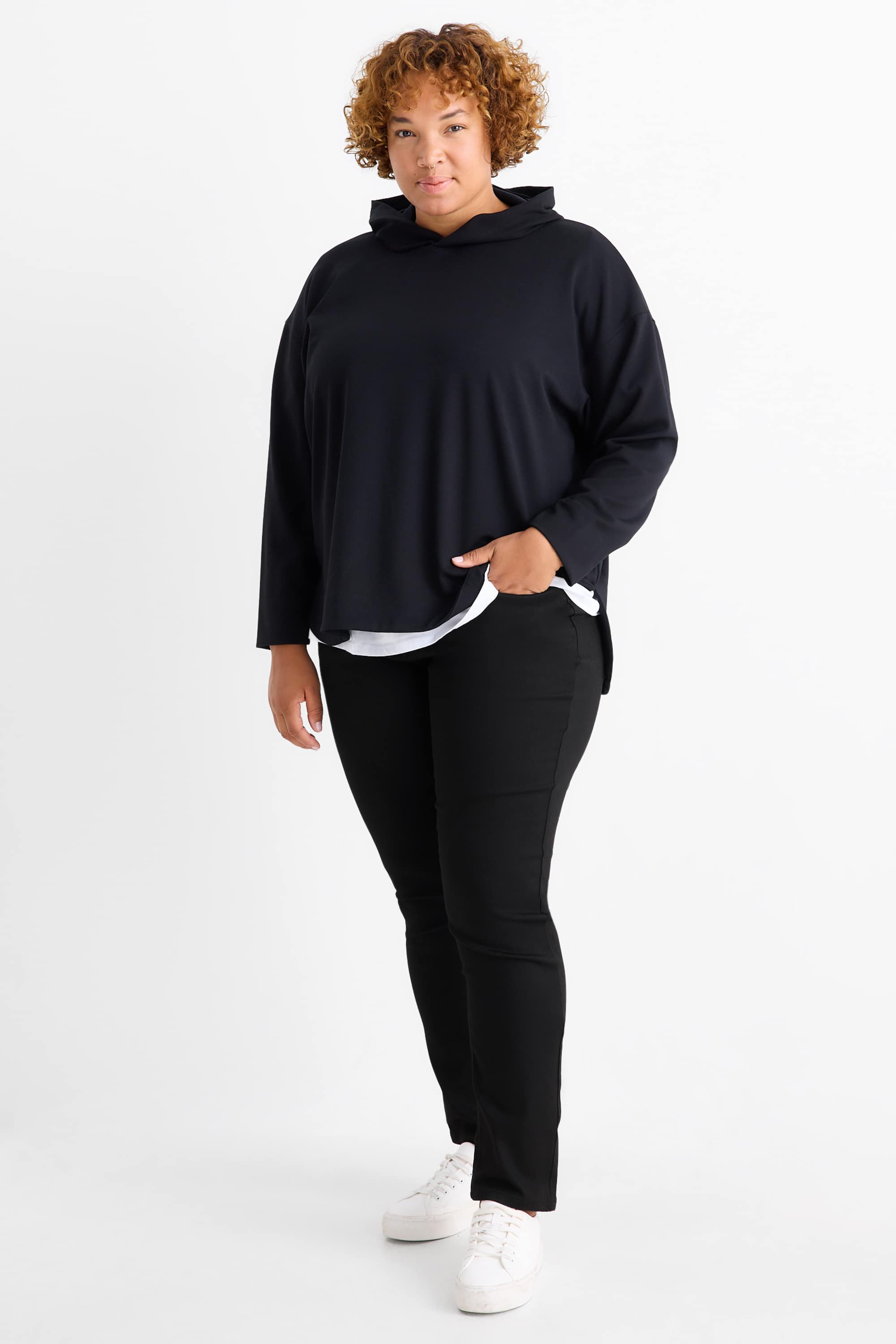 Cloth trousers - high waist - slim fit black
