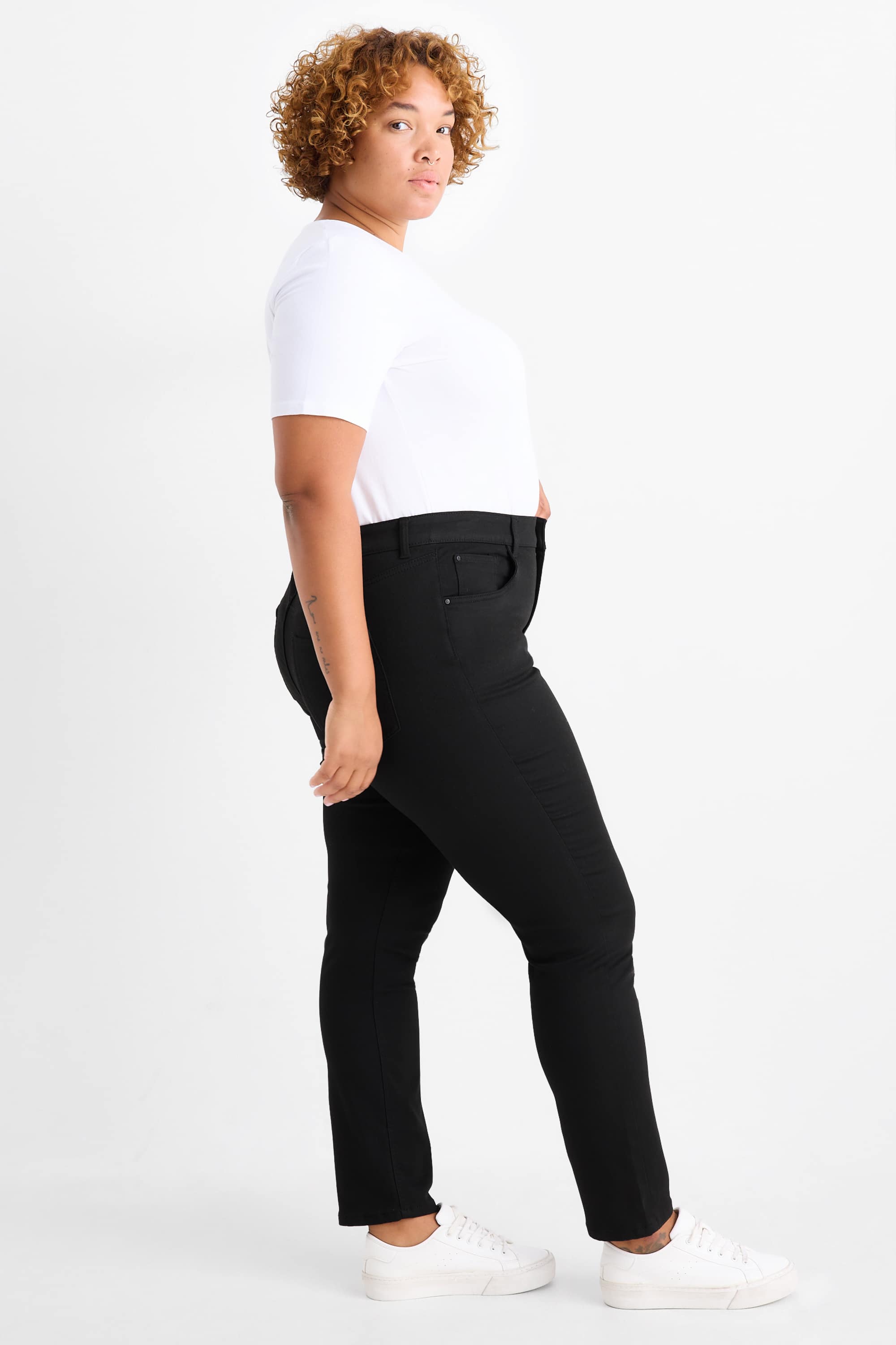 Cloth trousers - high waist - slim fit black