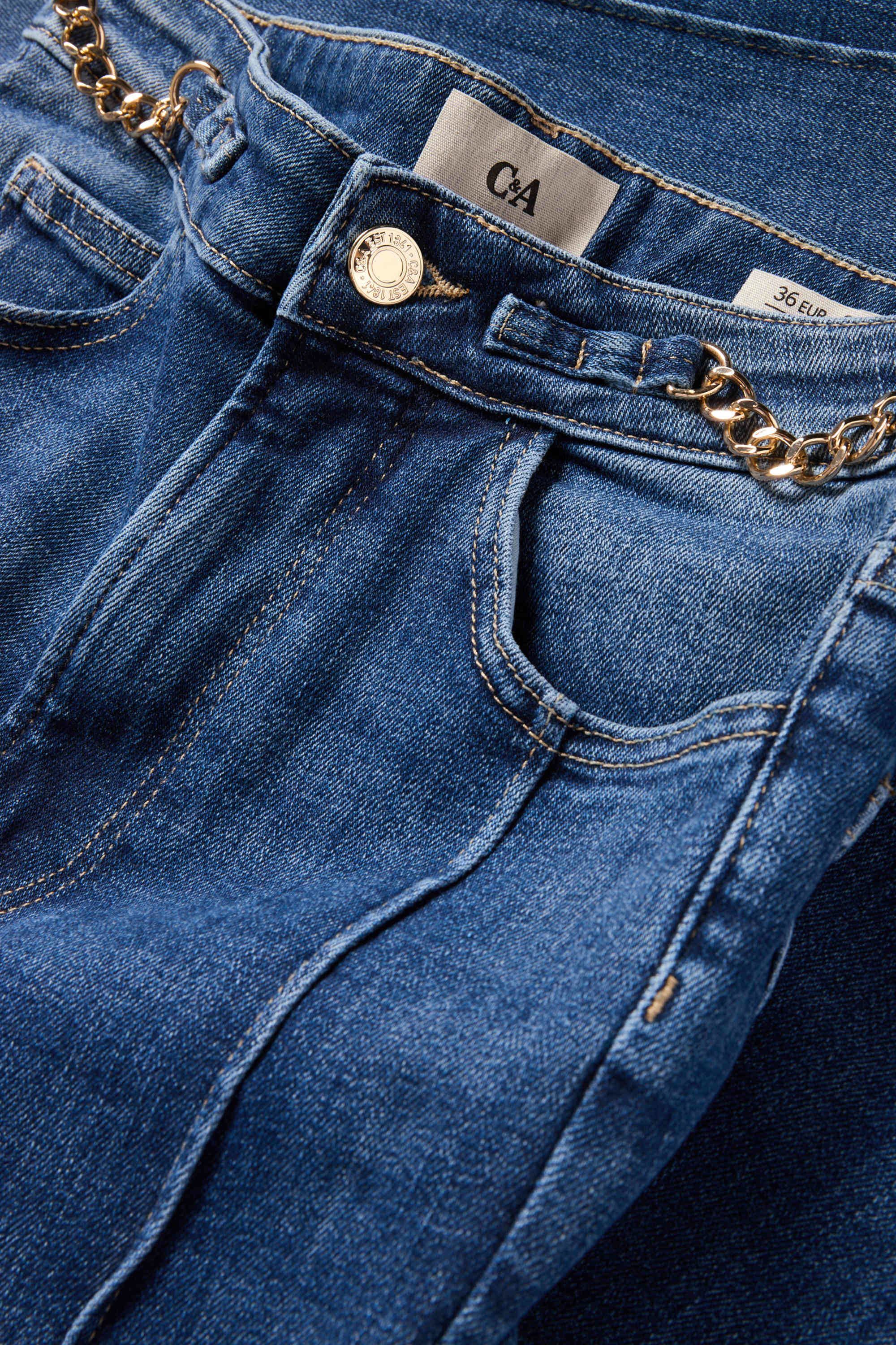 Flared jeans - high waist - LYCRA® blue denim