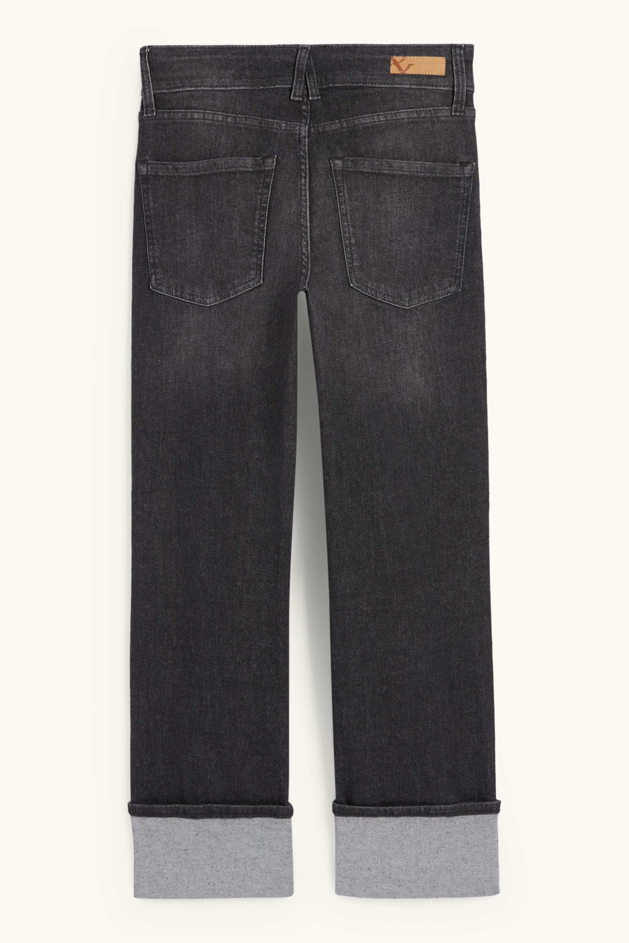 Cropped straight jeans - mid-rise waist - LYCRA® denim-gray