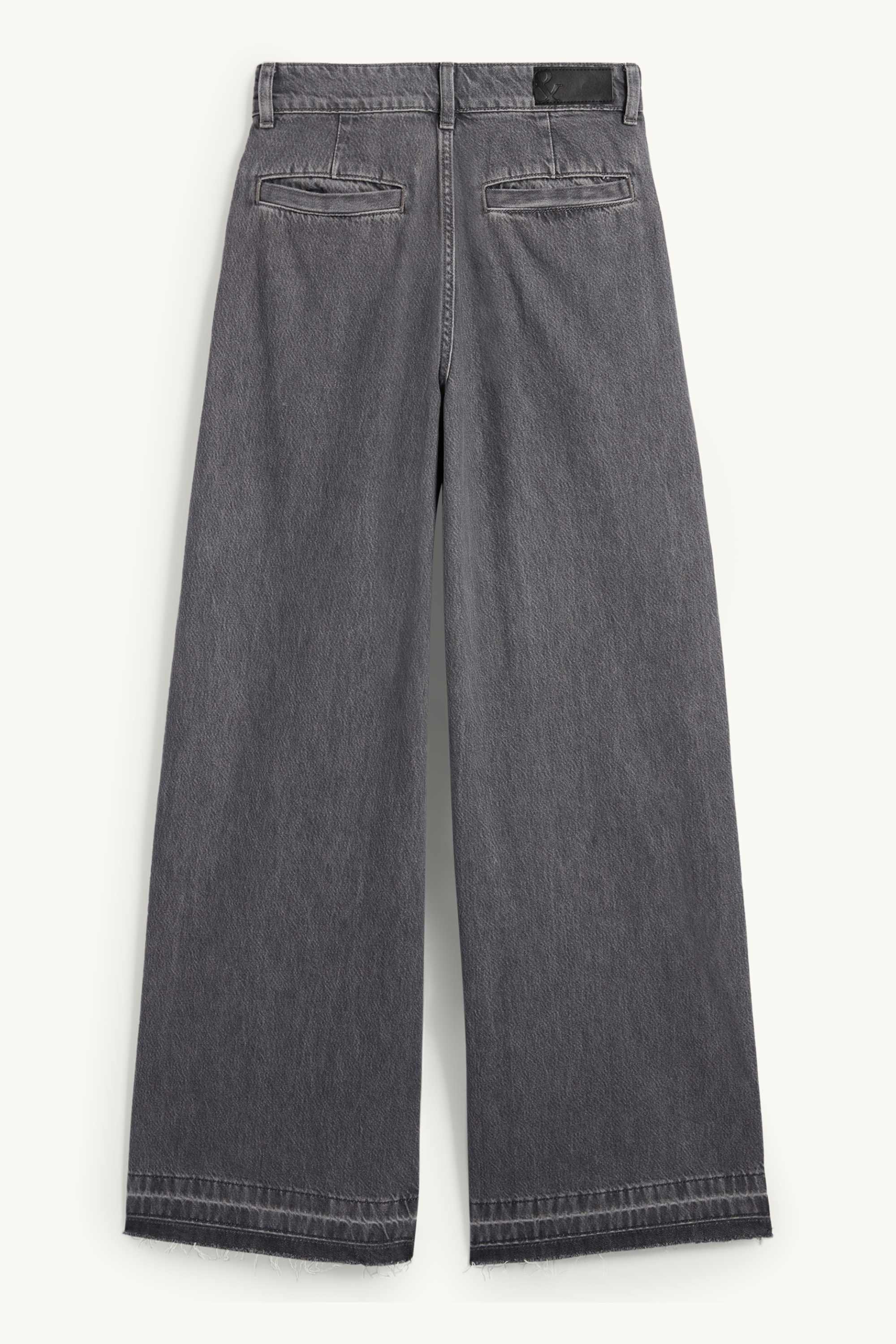 Wide leg jeans - mid-rise waist denim-gray