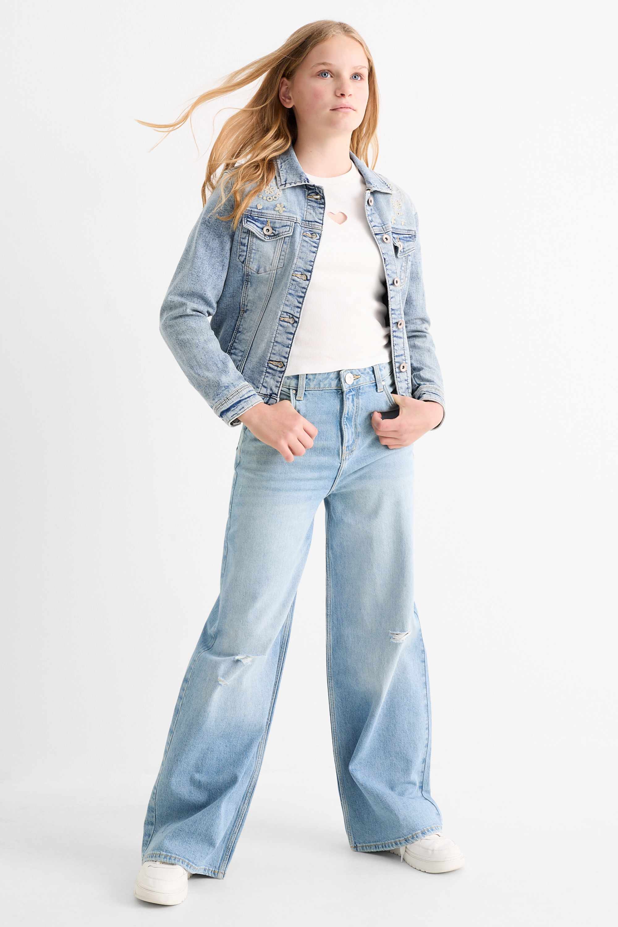 Wide leg jeans denim-light blue
