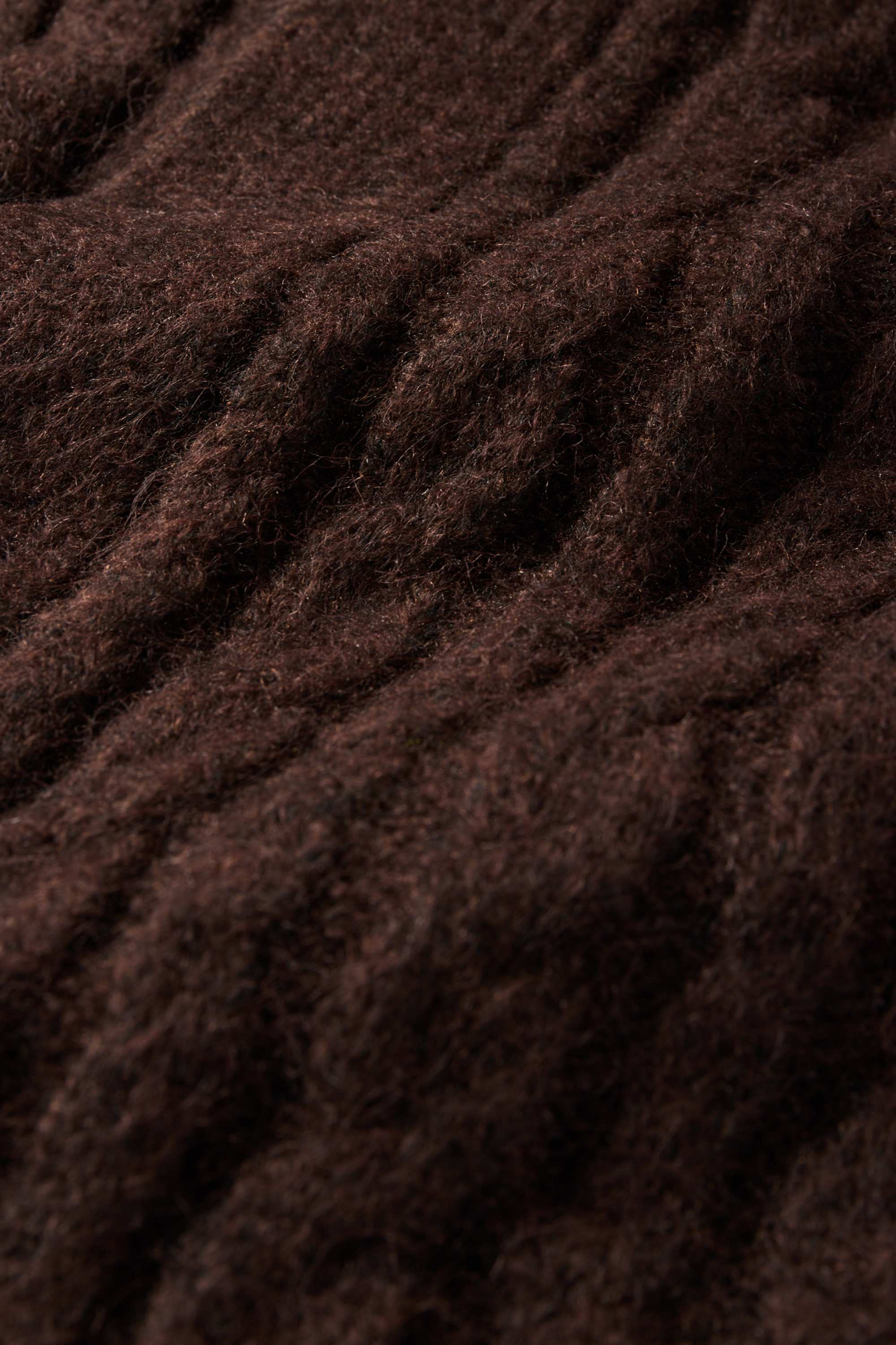 Cardigan - cable knit pattern dark brown